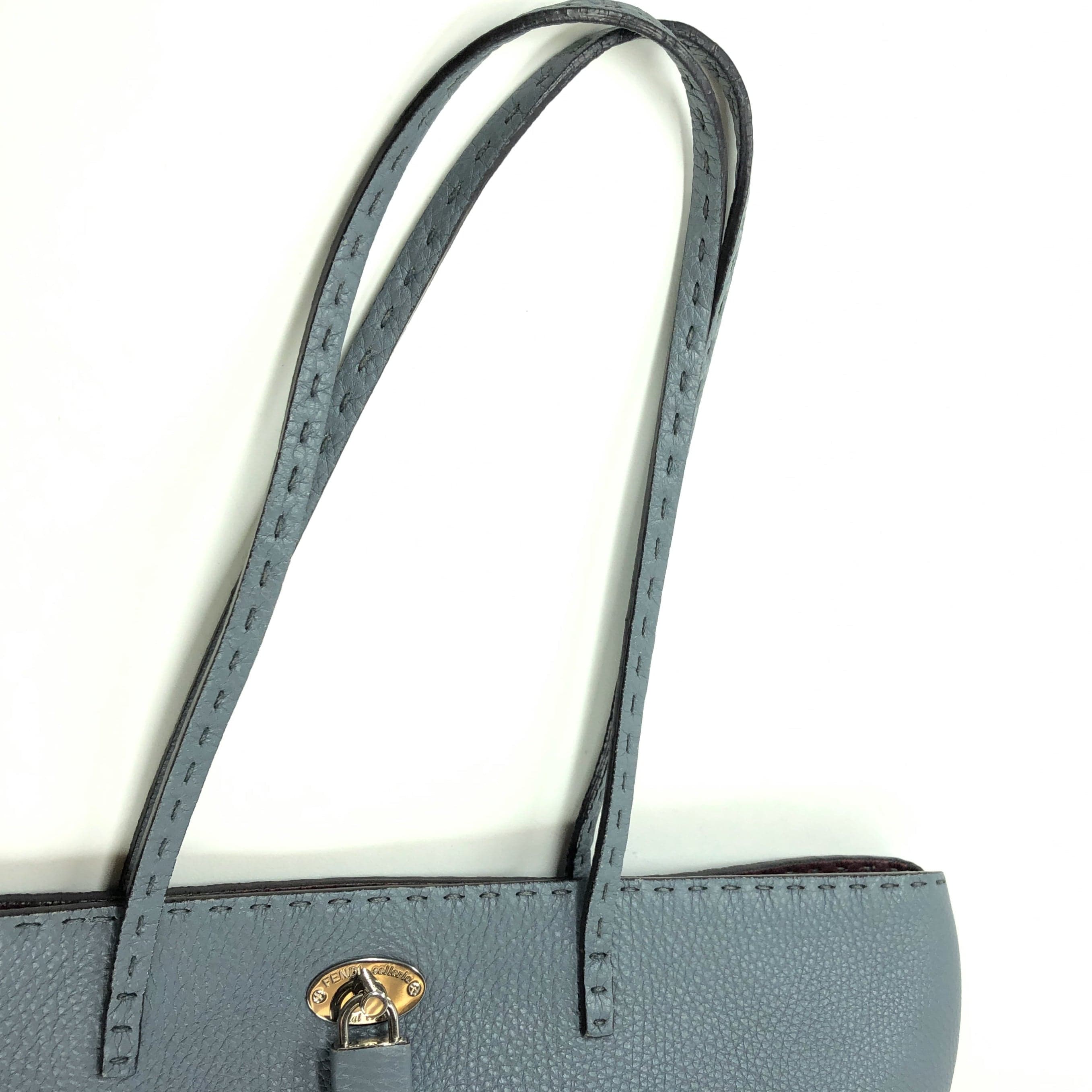 Fendi Fendi Selleria Carla Leather Tote Bag Blue 8bh257 PXL1586