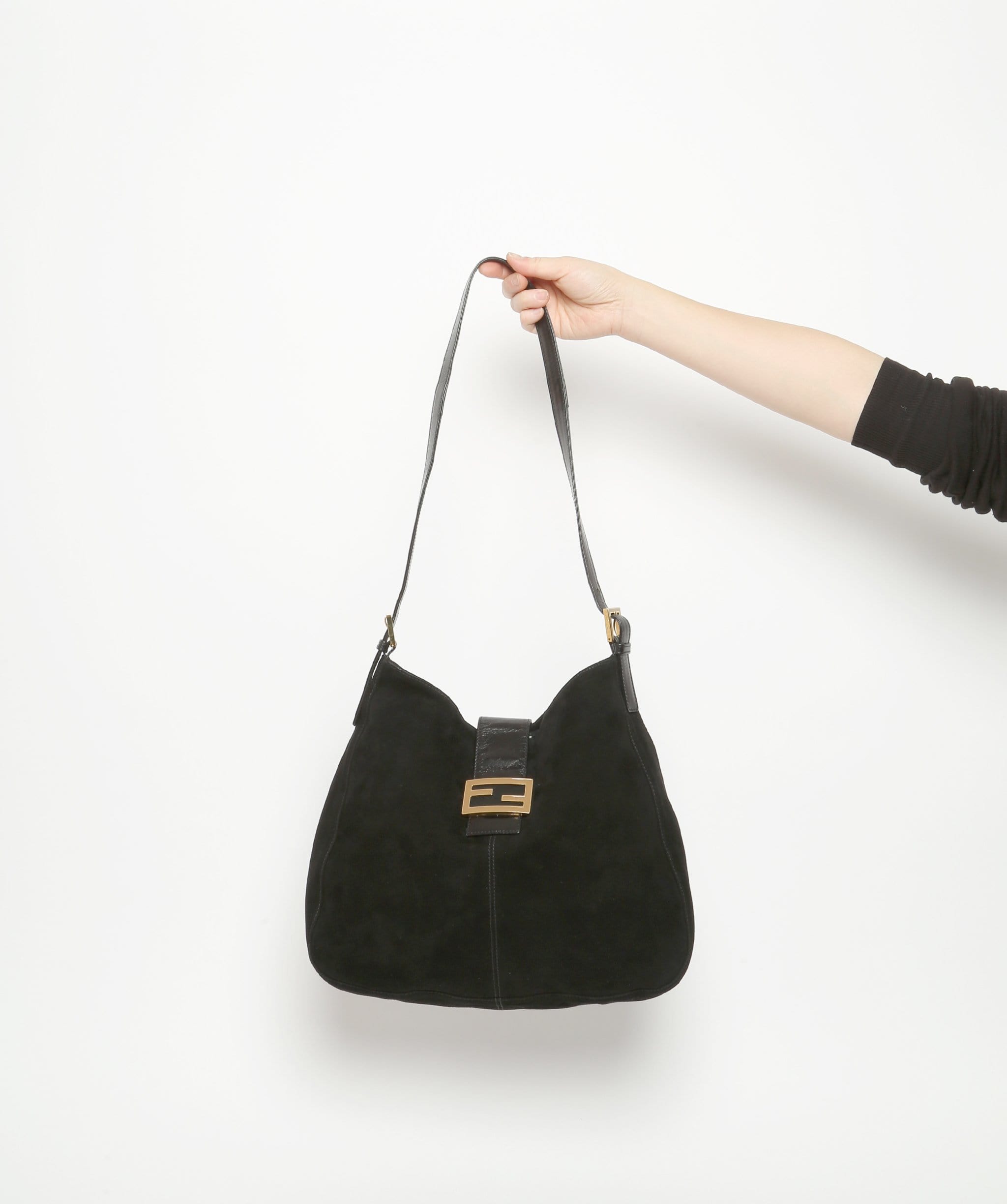 Fendi FENDI Suède Mamma Baguette Shoulder Bag Black