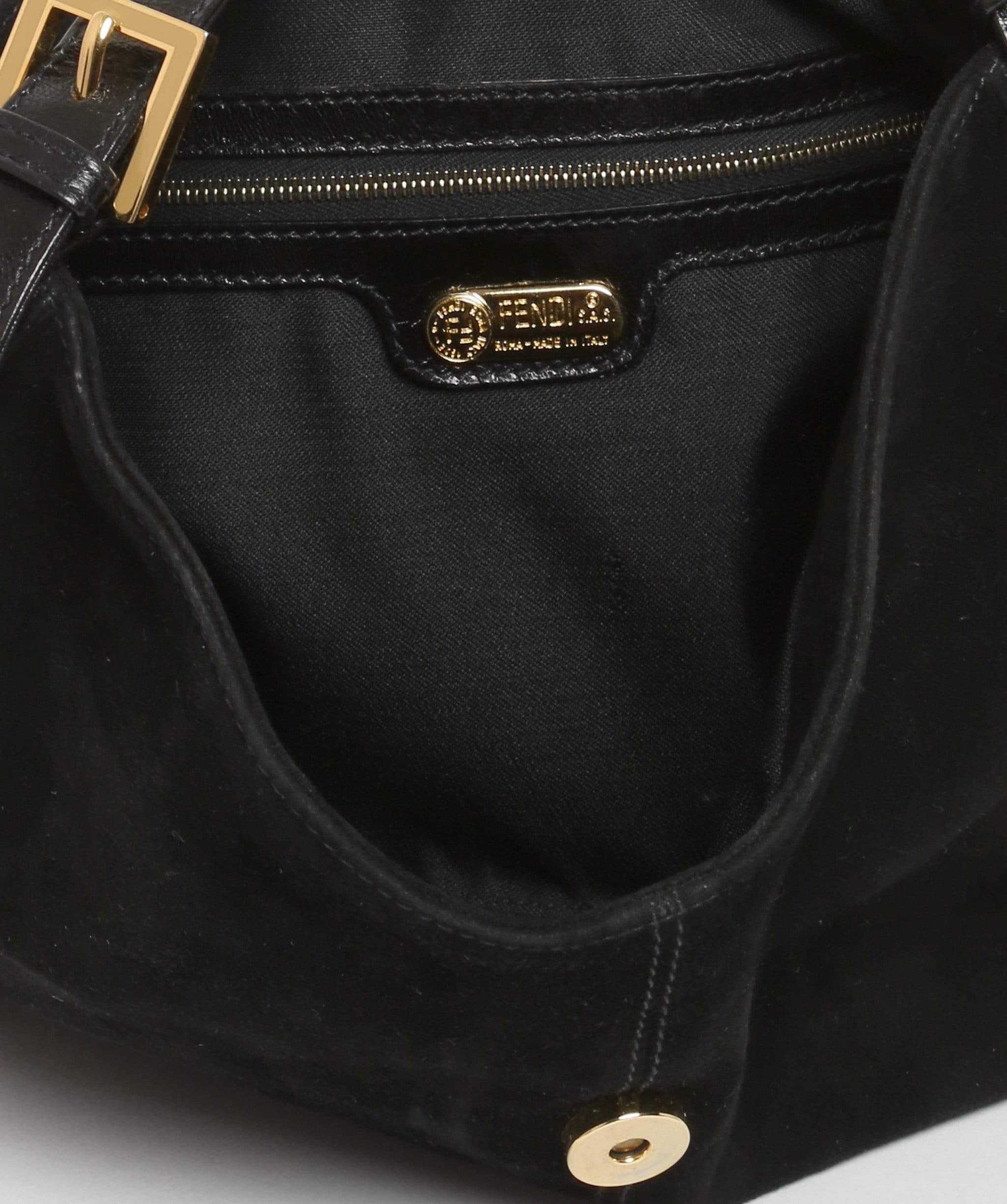 Fendi FENDI Suède Mamma Baguette Shoulder Bag Black