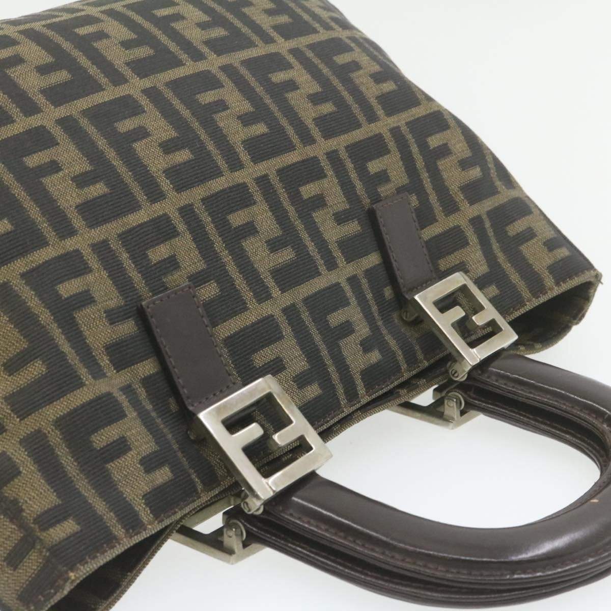 Fendi FENDI Zucca Canvas Hand Bag Brown Black Auth 21469 MW2750