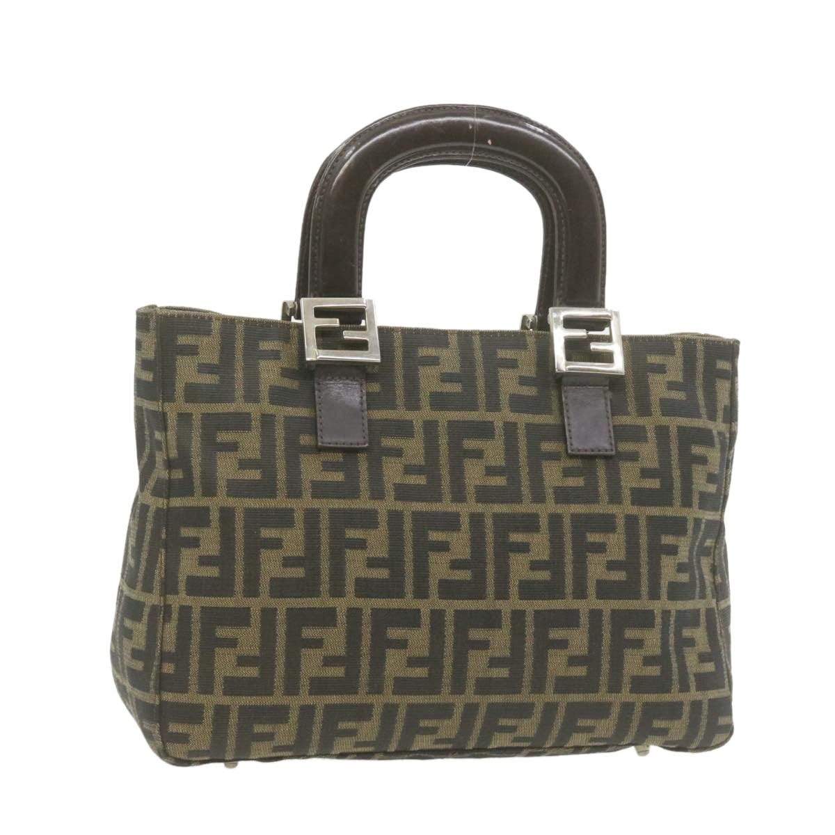 Fendi FENDI Zucca Canvas Hand Bag Brown Black Auth 21469 MW2750