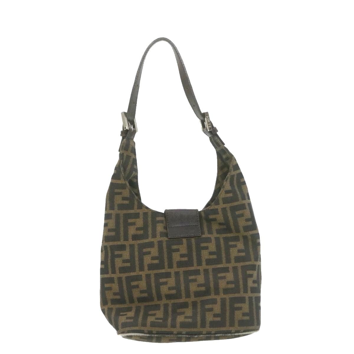 Fendi FENDI Zucca Canvas Mamma Baguette Shoulder Bag Black
 Brown Auth fm252 MW2749