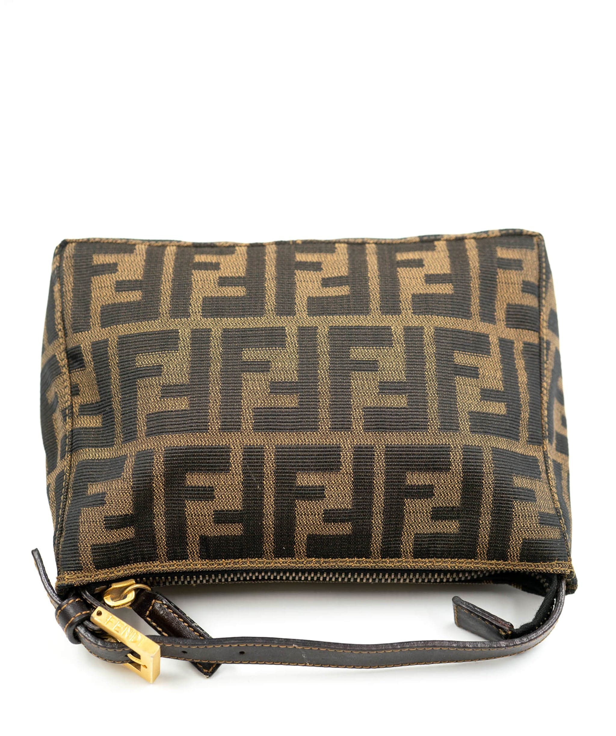 Fendi FENDI Zucca Canvas Pouch Hand Bag Brown Auth fm1574 - AWL3896