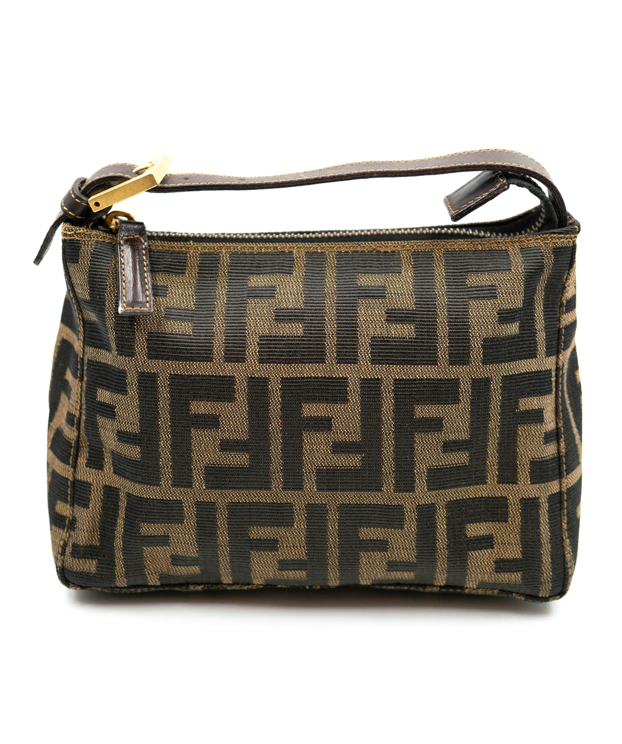 Fendi FENDI Zucca Canvas Pouch Hand Bag Brown Auth fm1574 - AWL3896