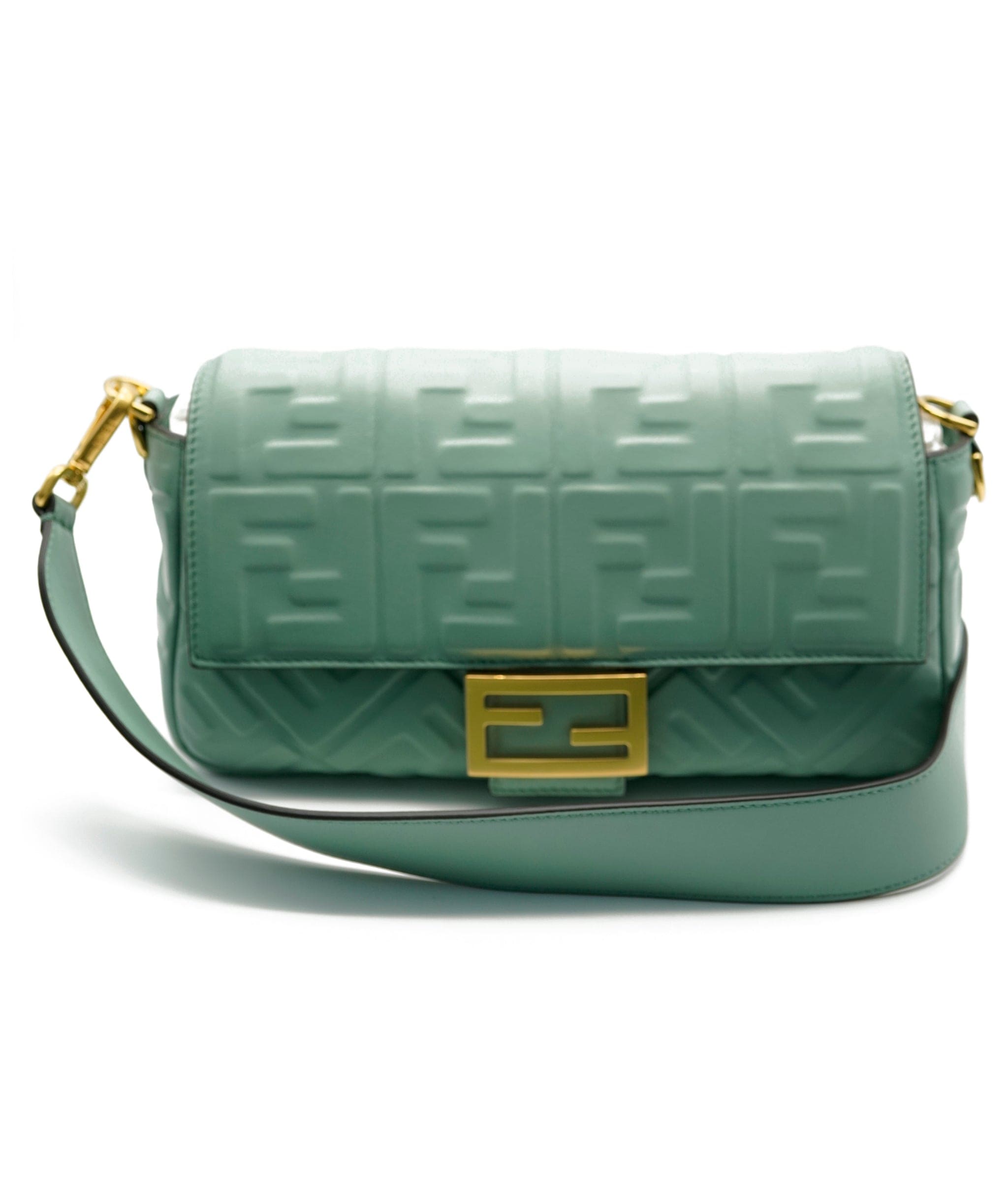 Fendi Fendi Zucca Nappa Leather Mint green baguette AWL4318