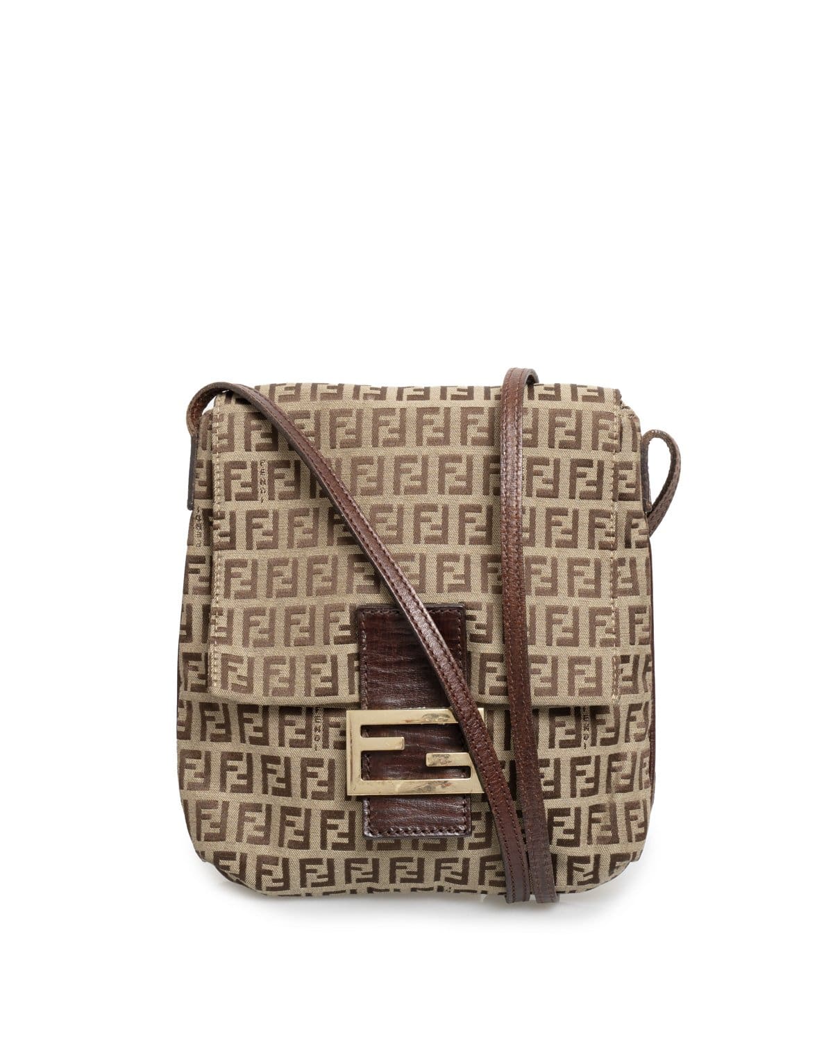 Fendi Fendi Zucchino Beige/Brown Canvas Crossbody -AWL1940