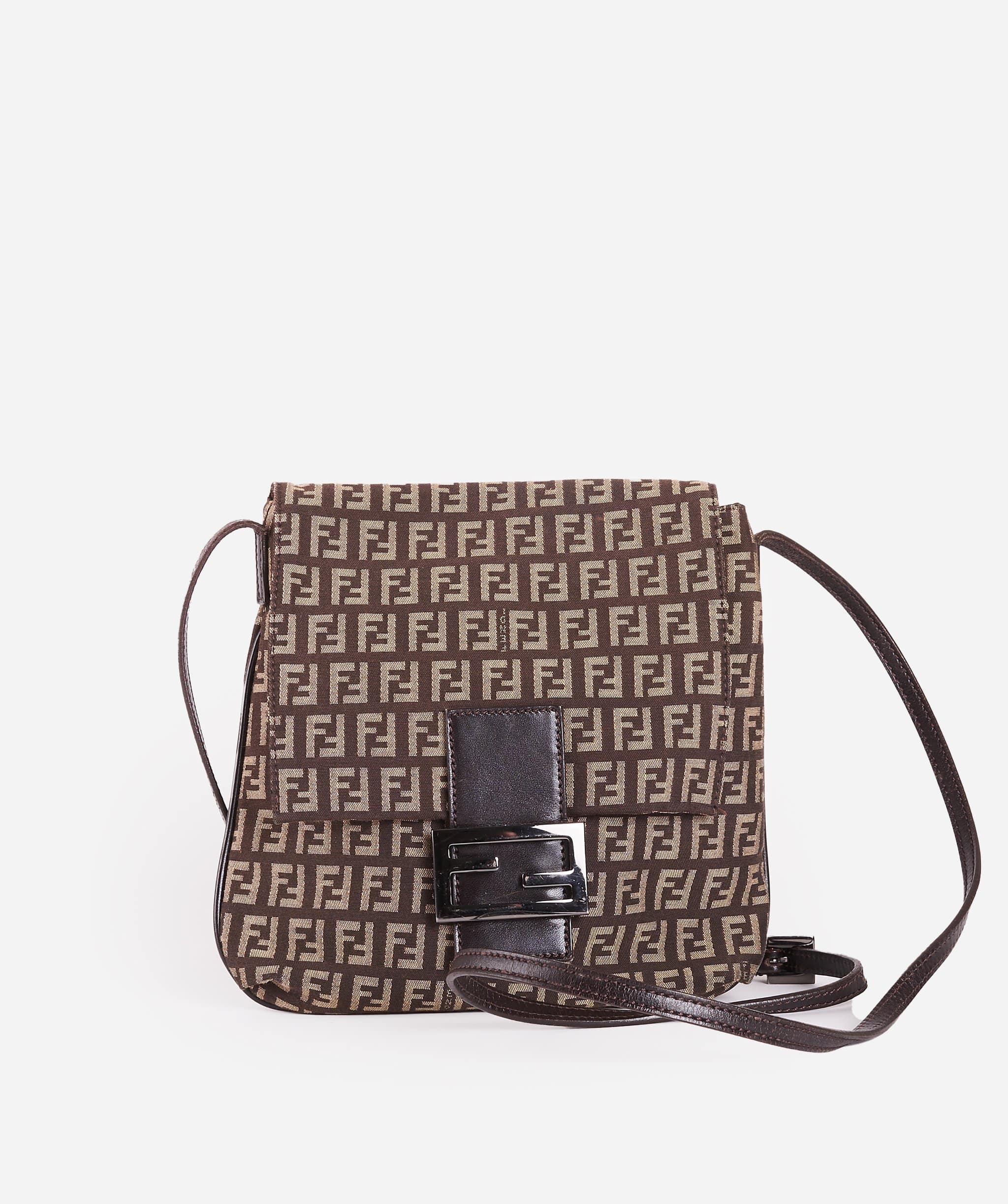 Fendi FENDI Zucchino Canvas Mamma Baguette Crossbody Bag