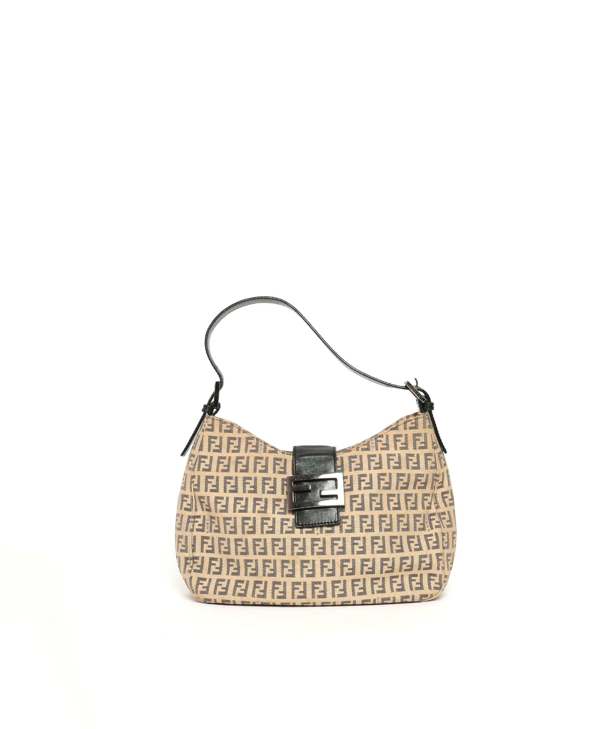 Fendi FENDI Zucchino Canvas Mamma Baguette Shoulder Bag Beige