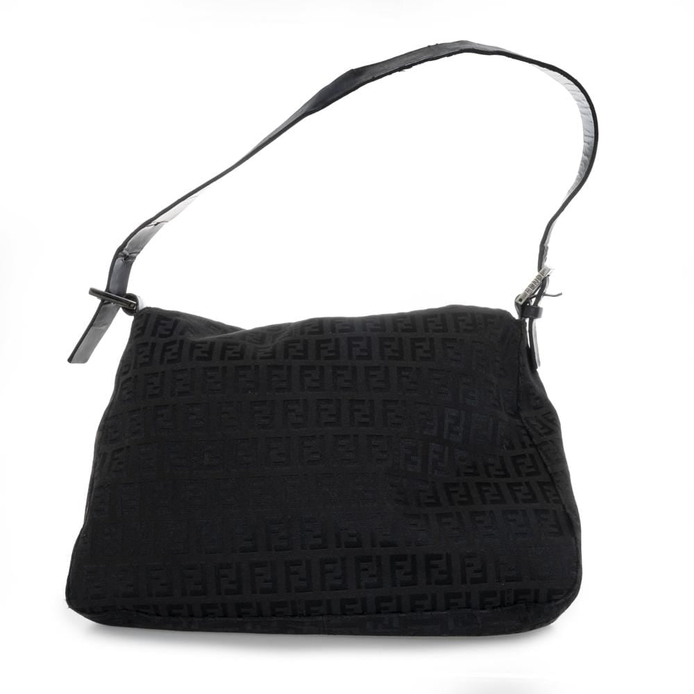 Fendi FENDI Zucchino Canvas Mamma Baguette Shoulder Bag Black MW2331