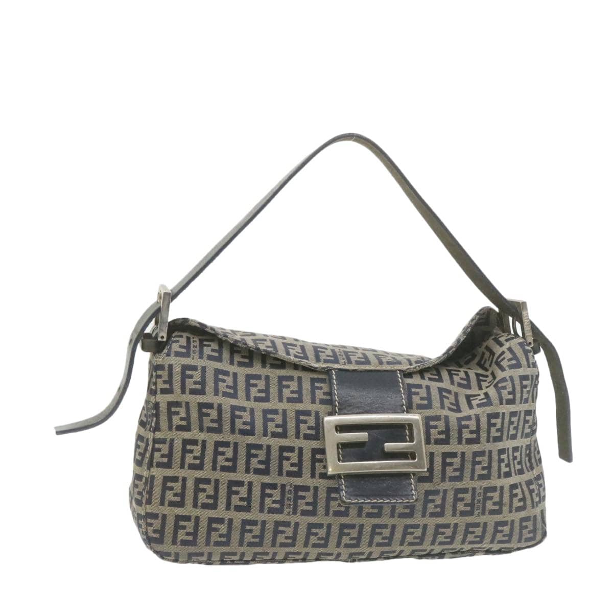 Fendi FENDI Zucchino Canvas Mamma Baguette Shoulder Bag Navy
 Blue Auth gt702 MW2746