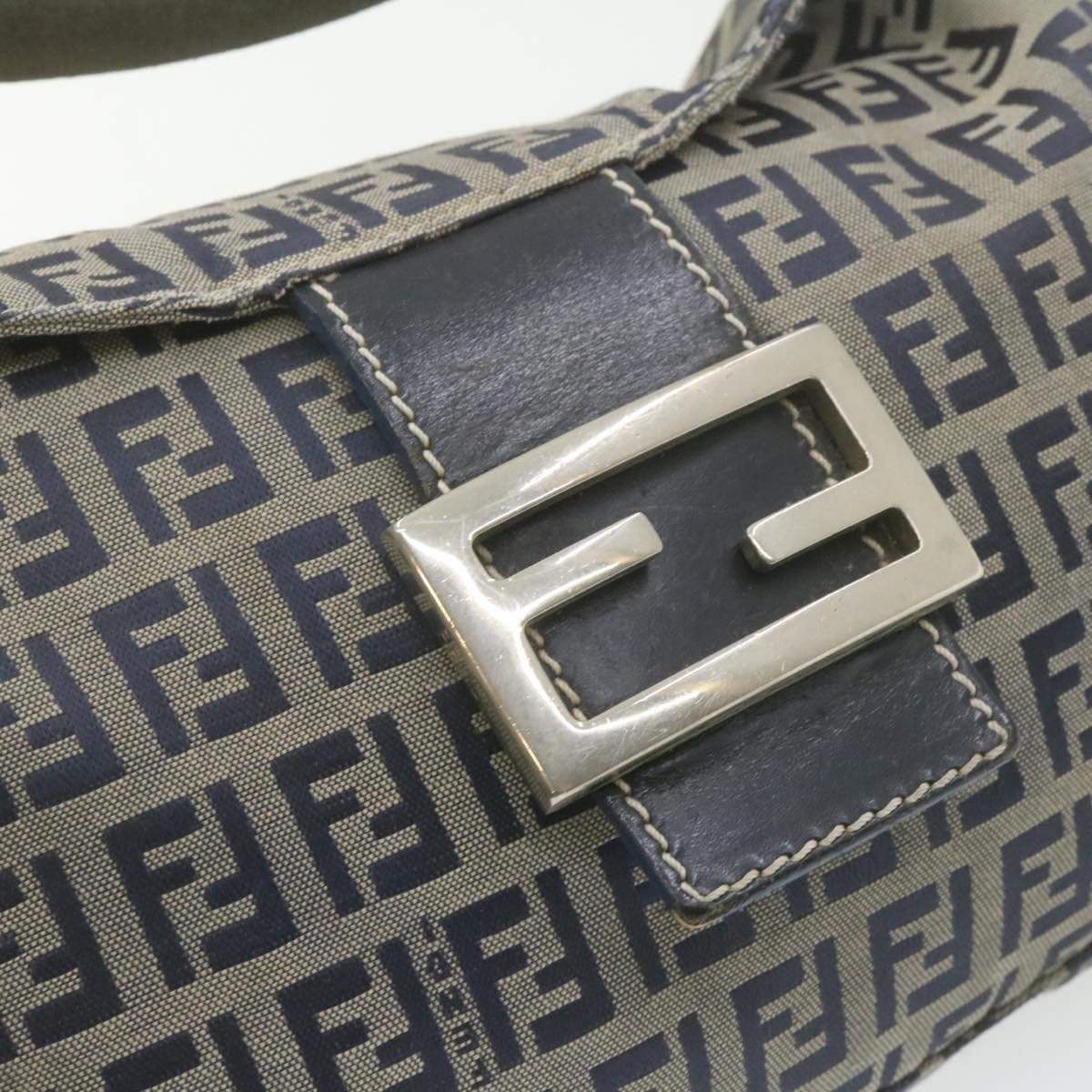 Fendi FENDI Zucchino Canvas Mamma Baguette Shoulder Bag Navy
 Blue Auth gt702 MW2746