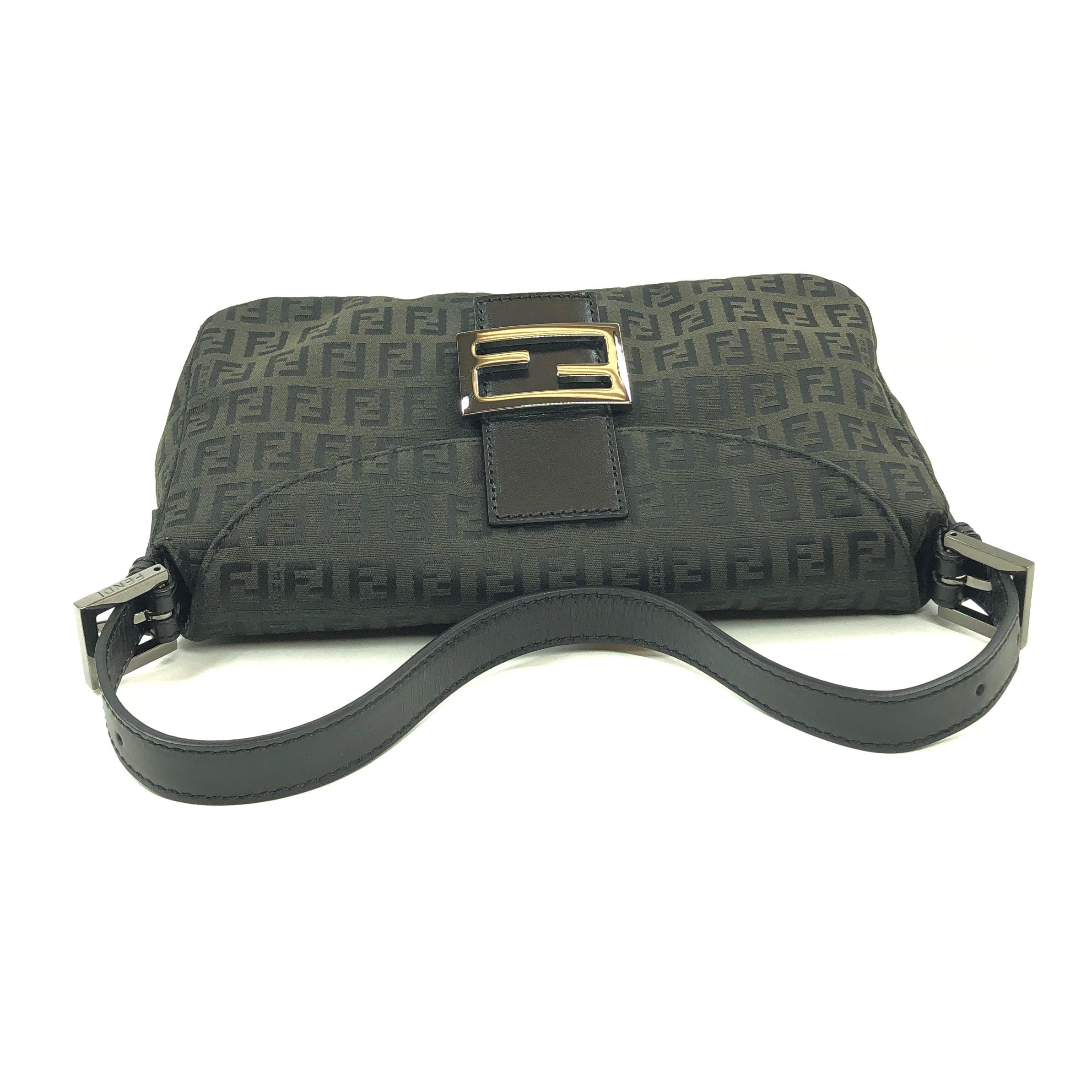 Fendi Fendi Zucchino Foldover Black Baguette PXL2332