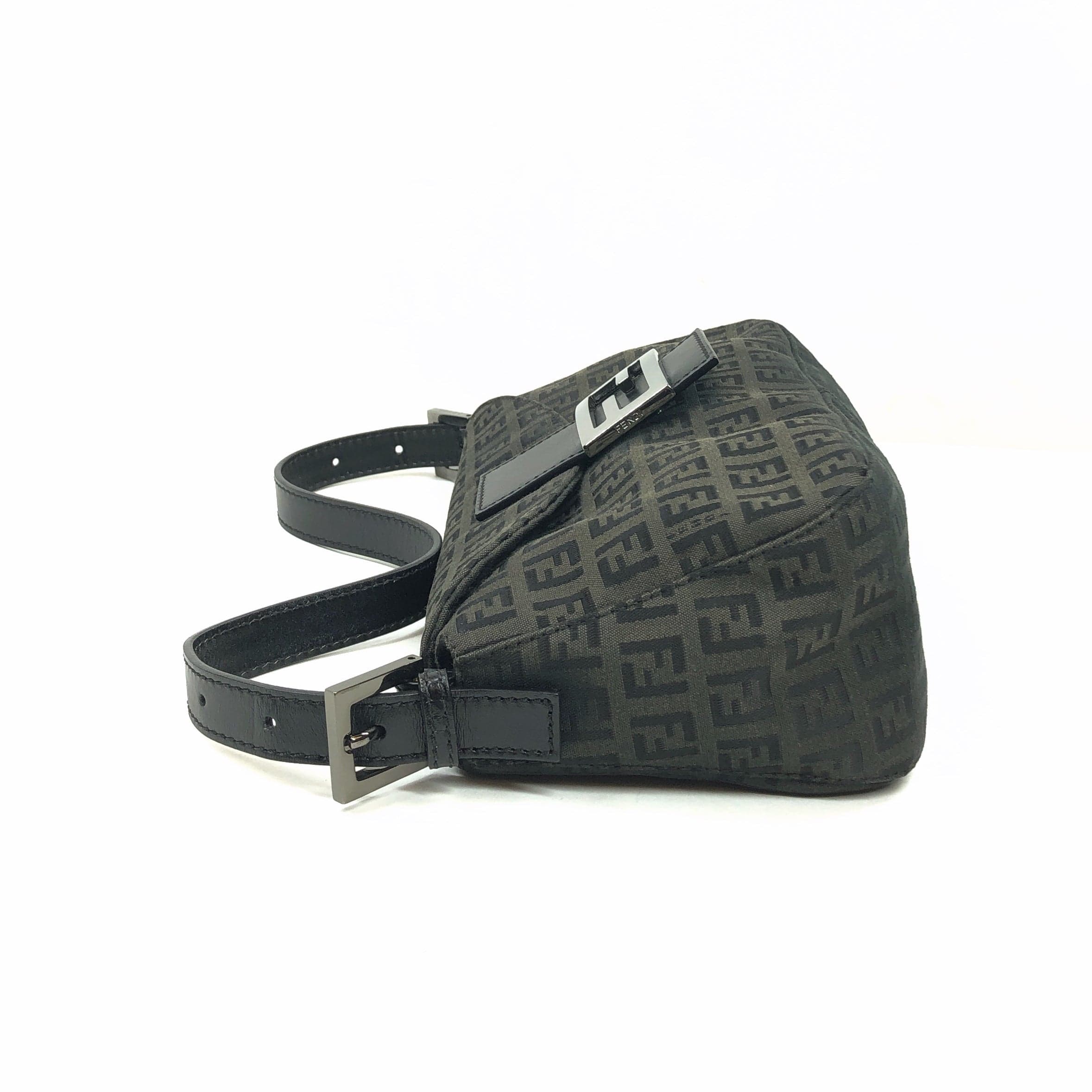 Fendi Fendi Zucchino Foldover Black Baguette PXL2332