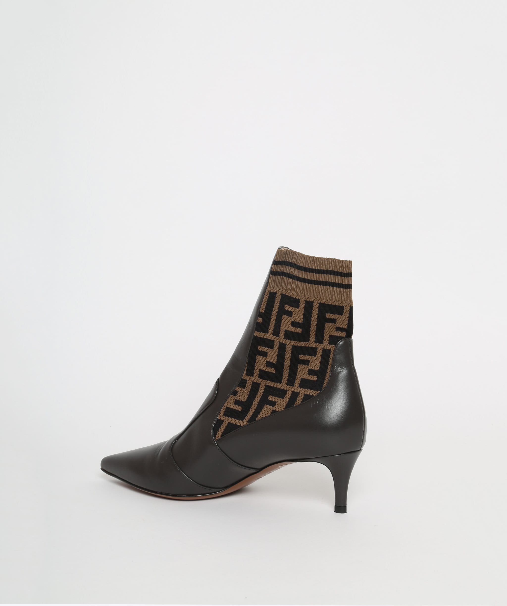 Fendi Fendi Brown Zucca FF Sock Style Boot Size 38