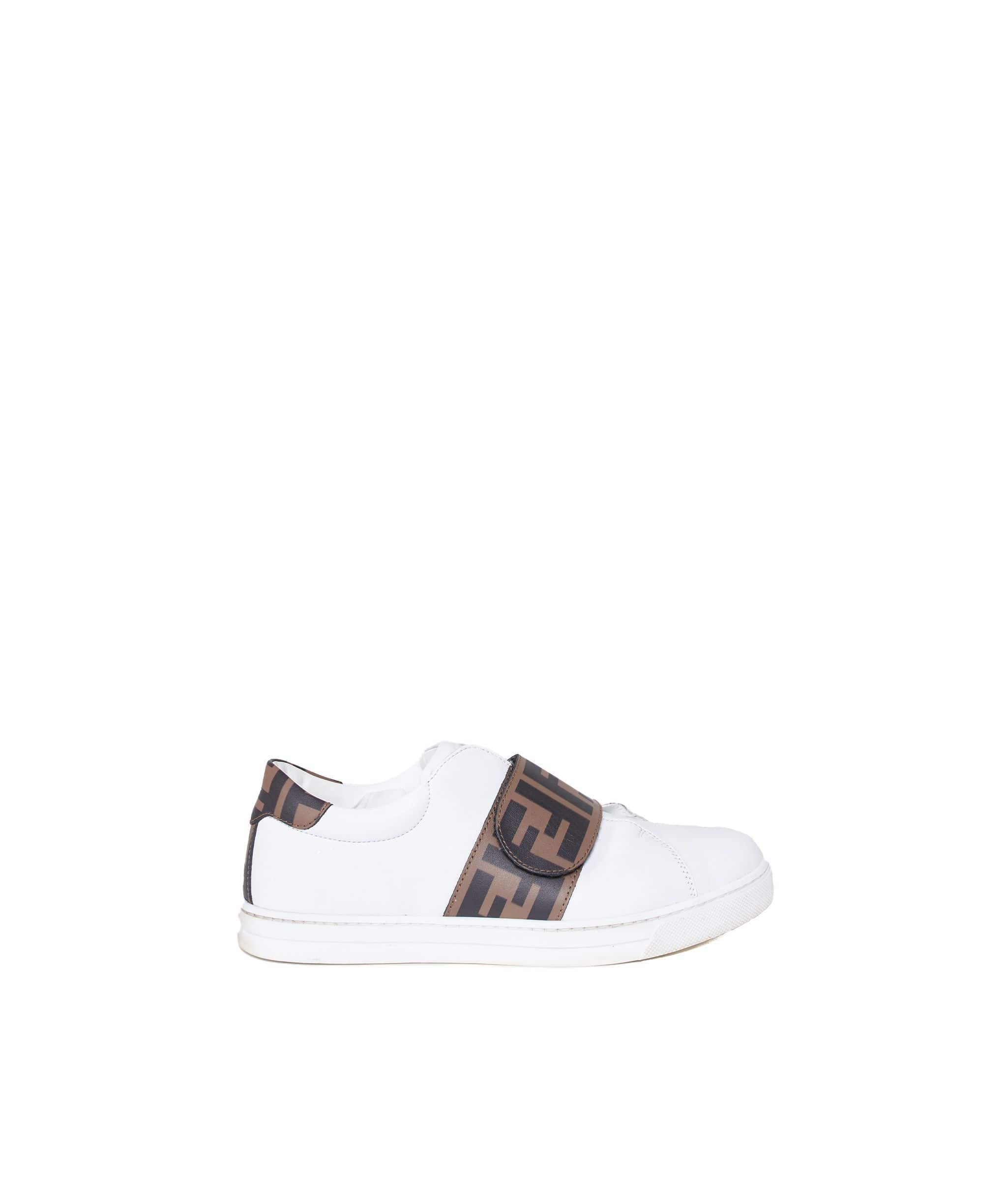 Fendi Fendi Kids Zucca White Leather Trainers CW6585