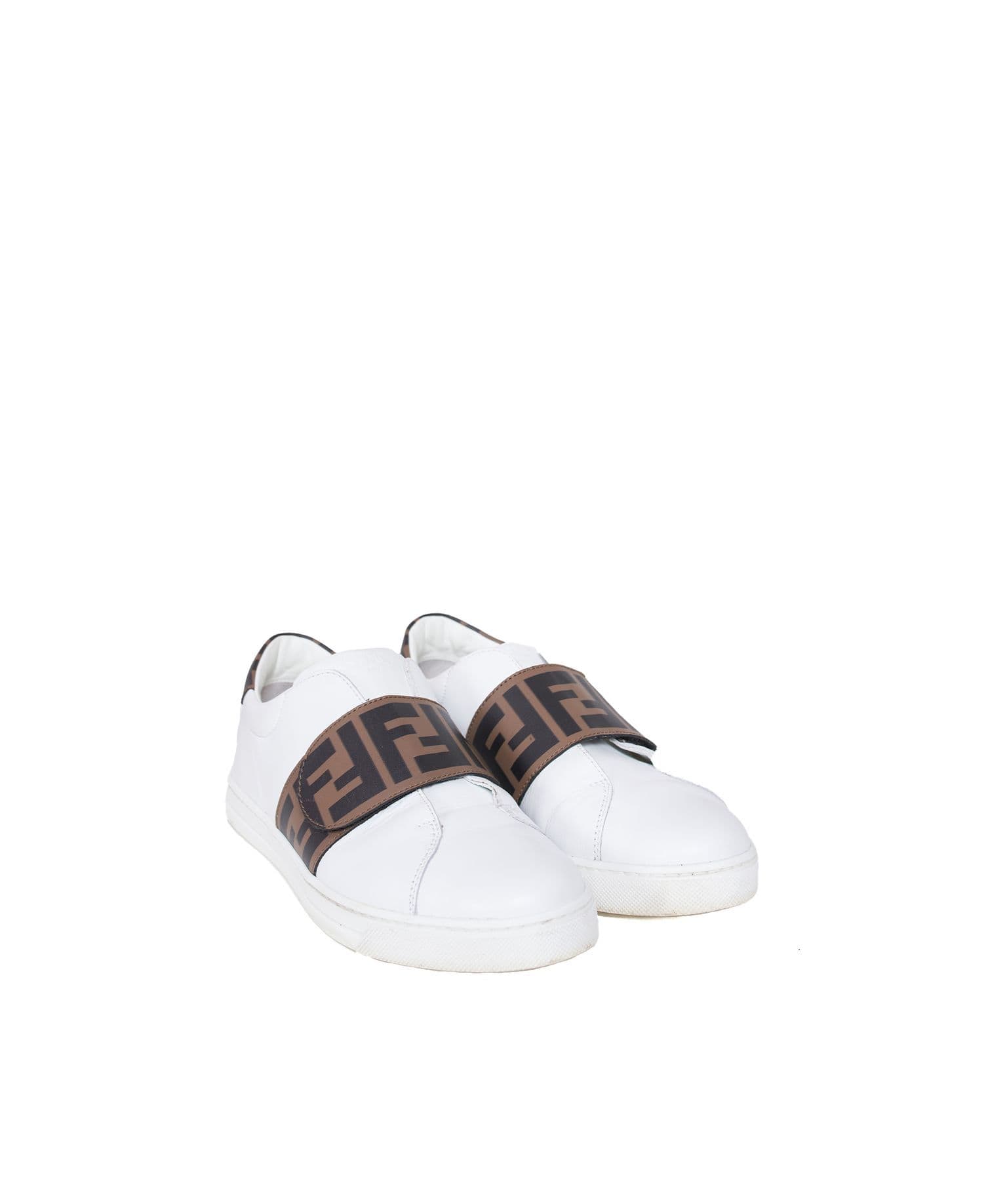 Fendi Fendi Kids Zucca White Leather Trainers CW6585