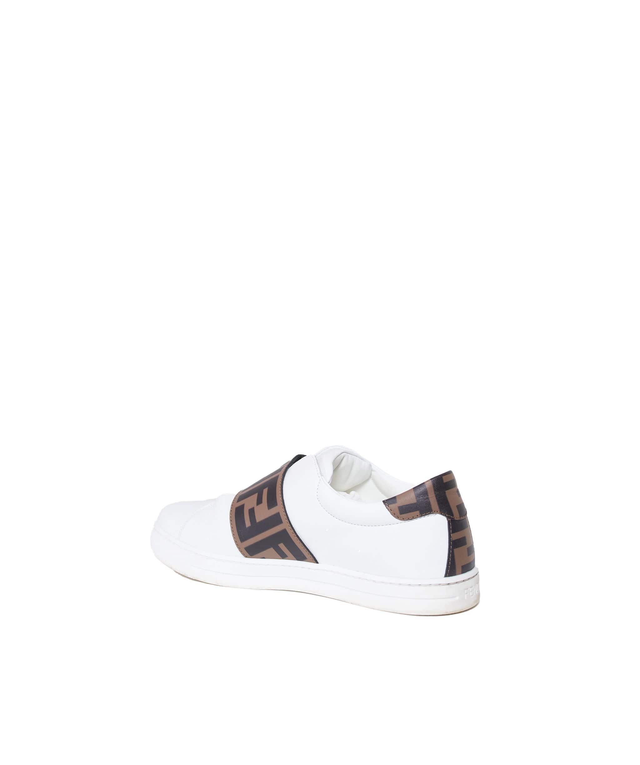 Fendi Fendi Kids Zucca White Leather Trainers CW6585