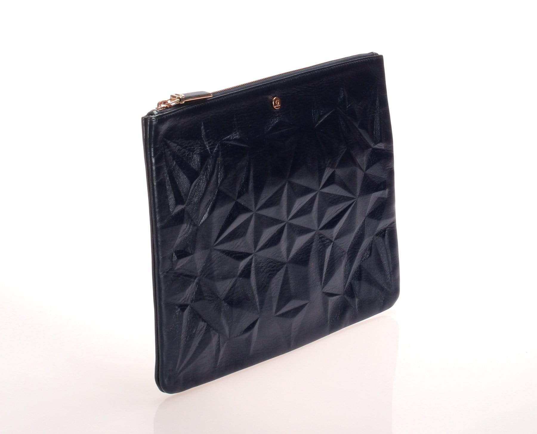 Givenchy Givenchy Dark Blue Embossed Leather Zip Clutch Bag - RCL1147