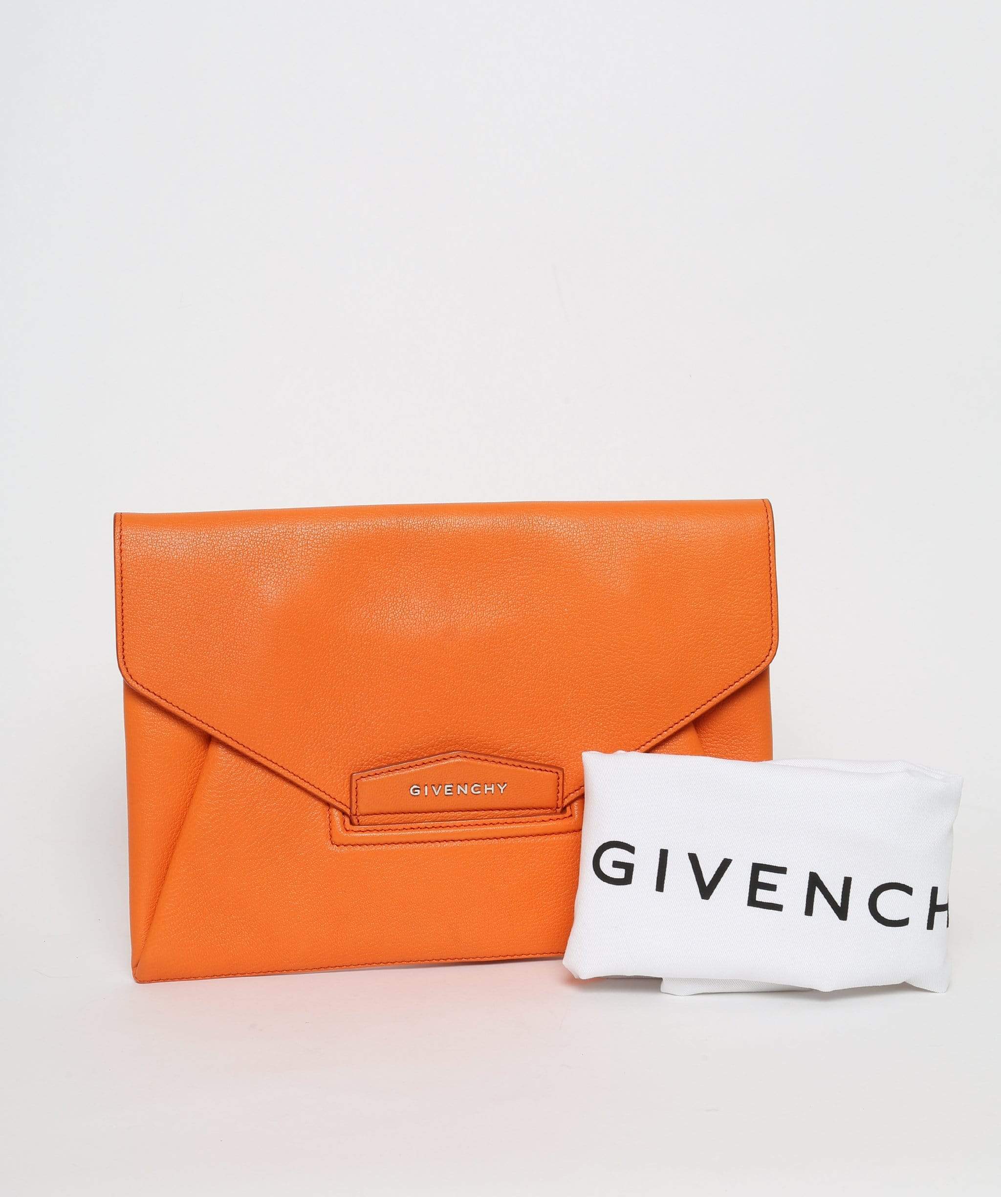 Givenchy Givenchy Medium Orange Antigona Envelope Clutch Bag