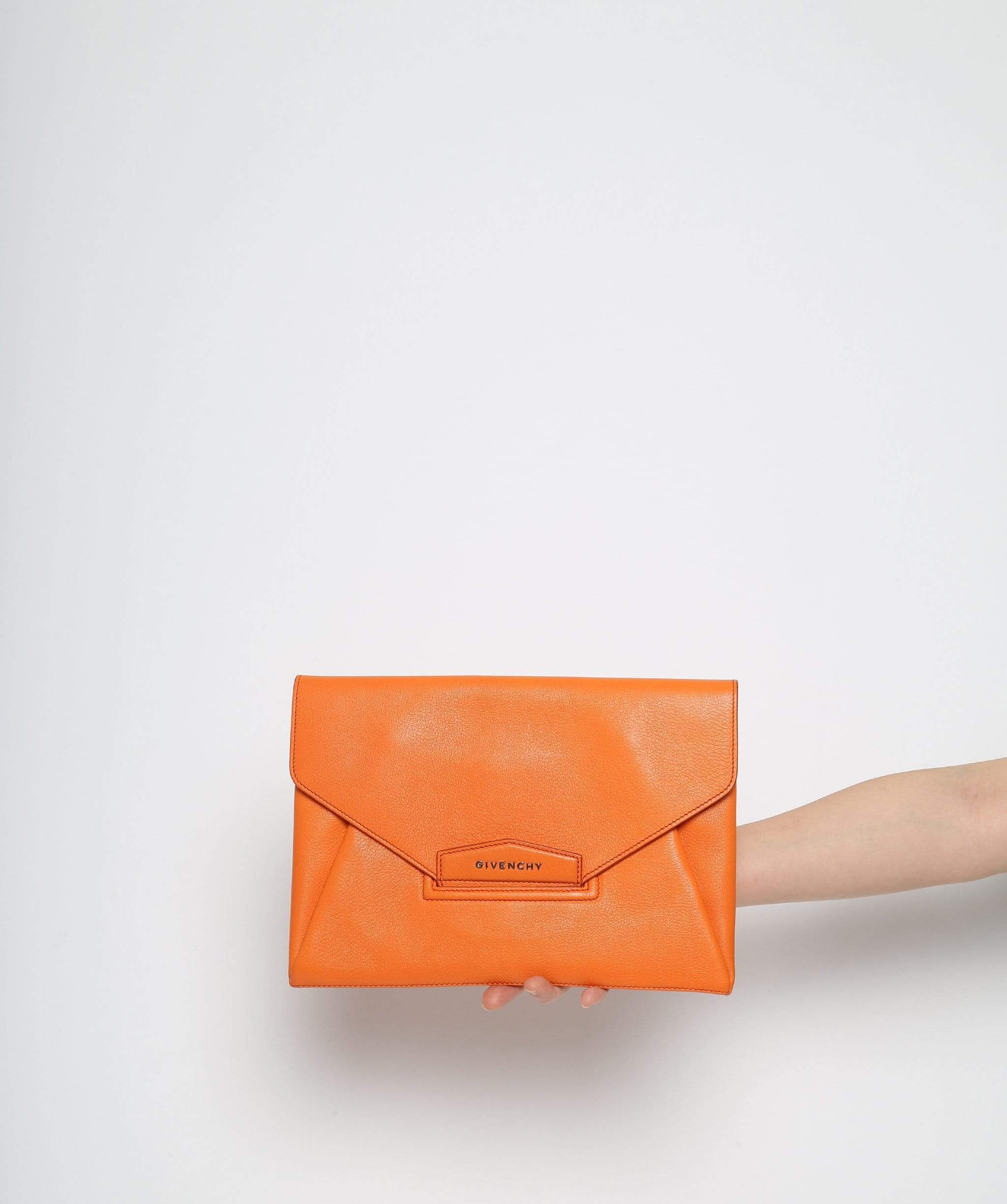 Givenchy Givenchy Medium Orange Antigona Envelope Clutch Bag