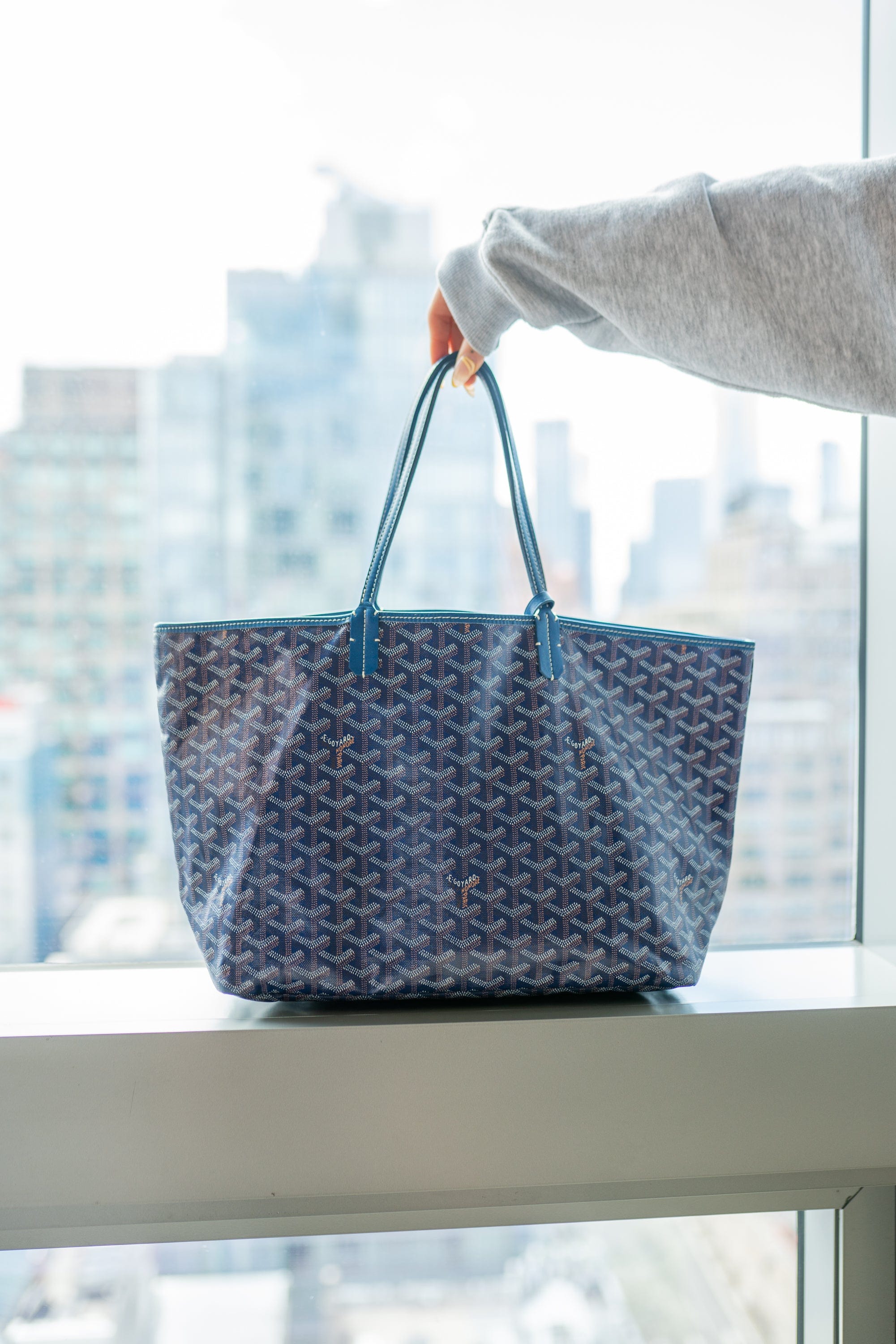 Goyard Goyard Saint Louis Pm Tote Bag Blue With Pouch PXL1370