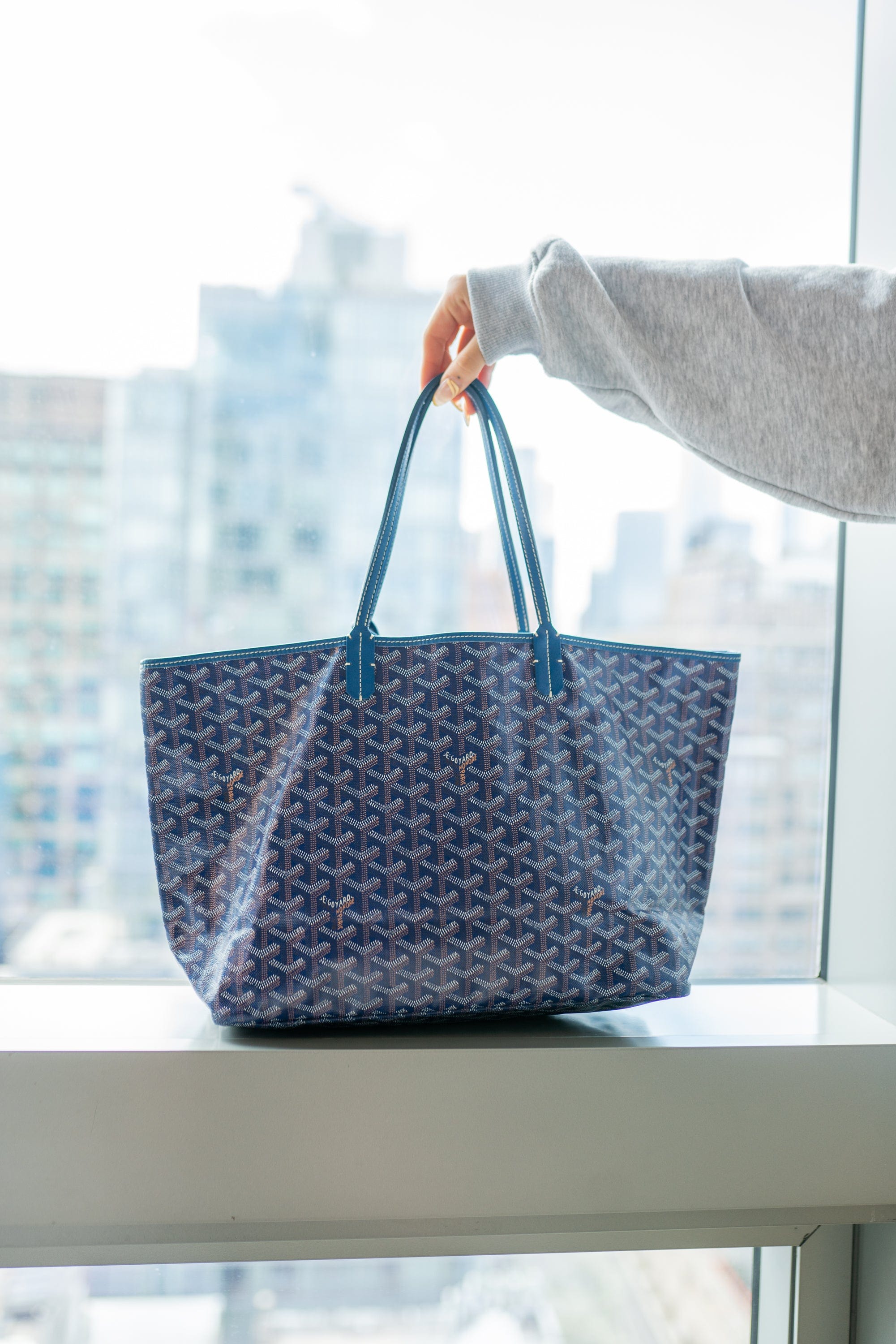 Goyard Goyard Saint Louis Pm Tote Bag Blue With Pouch PXL1370