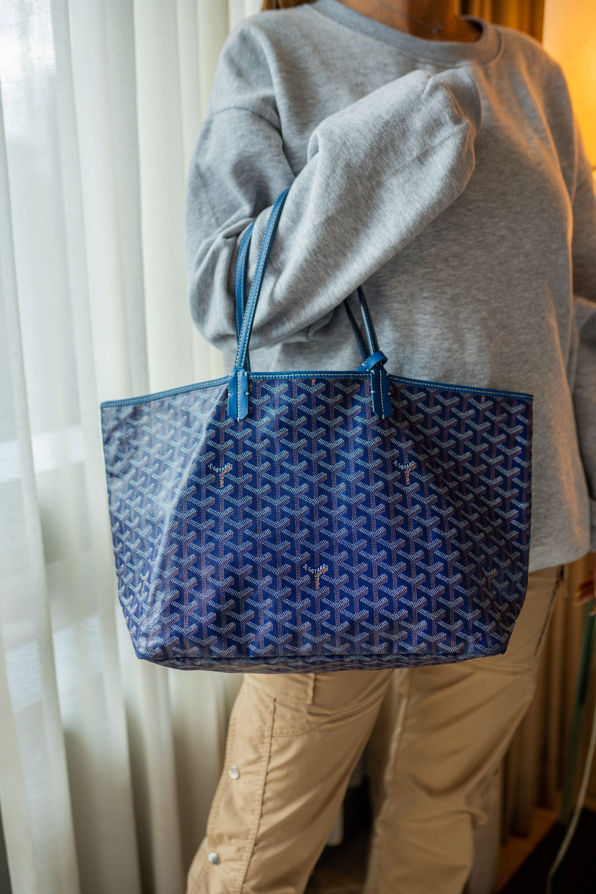 Goyard Goyard Saint Louis Pm Tote Bag Blue With Pouch PXL1370