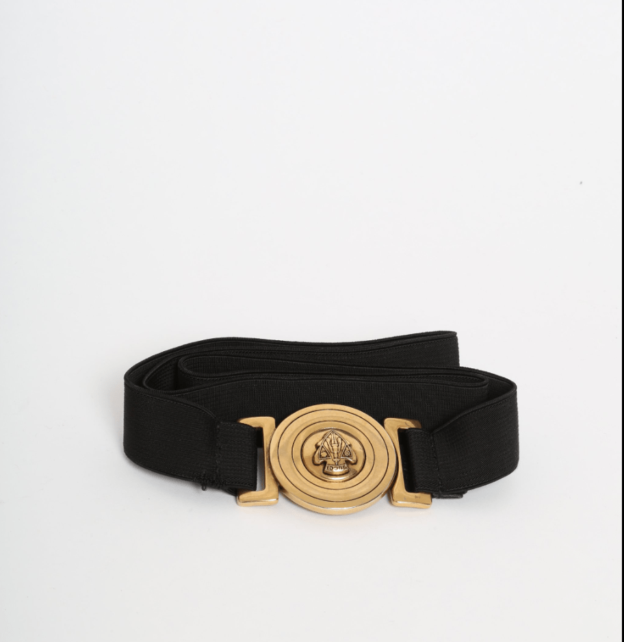 Gucci Gucci Black and Gold Elastic Waist Belt Large