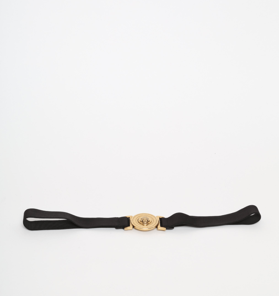 Gucci Gucci Black and Gold Elastic Waist Belt Large