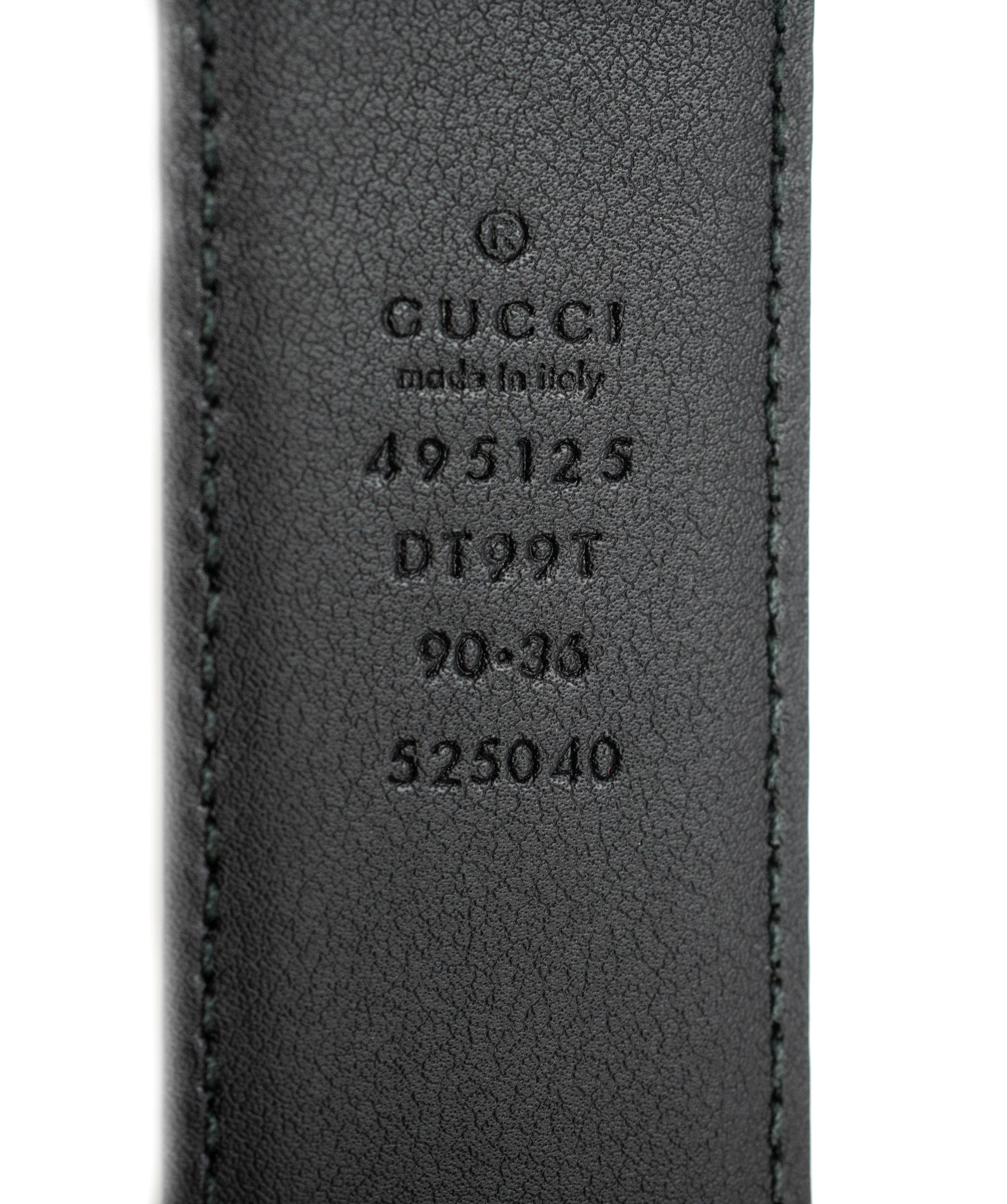 Gucci Gucci Black Leather Belt with Red and Green Stripe - ADL1826