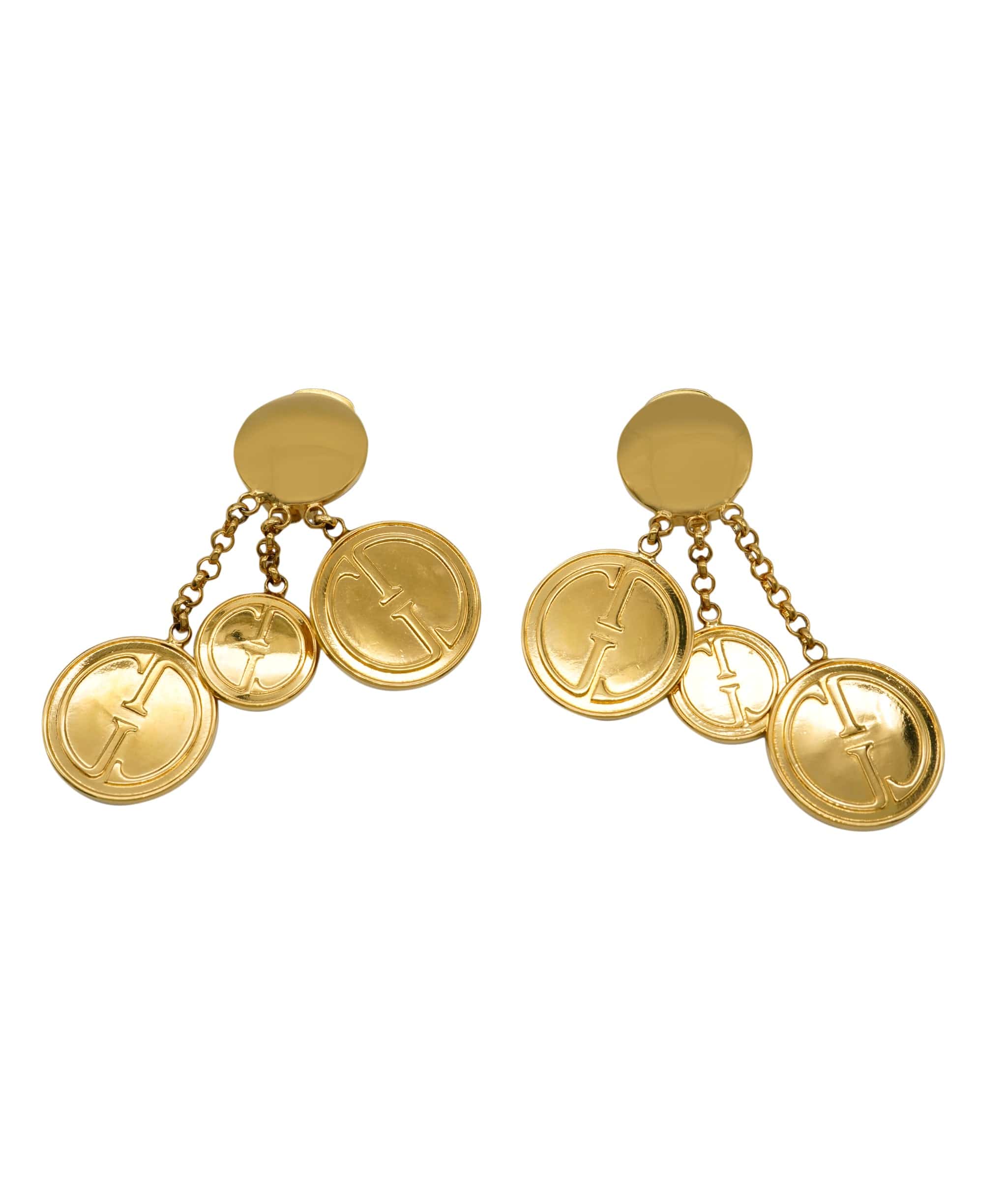 Gucci GUCCi GG logo coin style drop earrings AWL4401