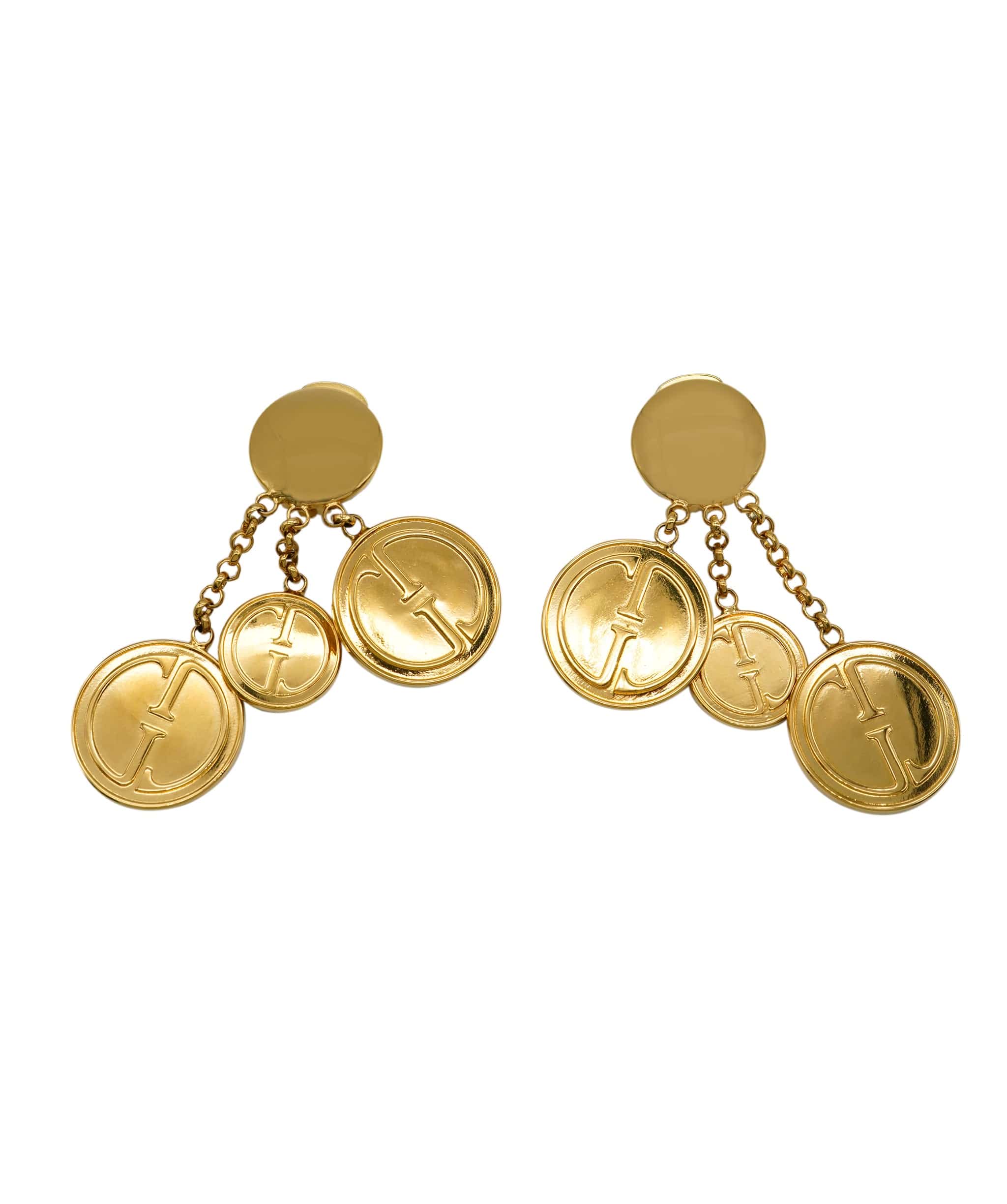 Gucci GUCCi GG logo coin style drop earrings AWL4401