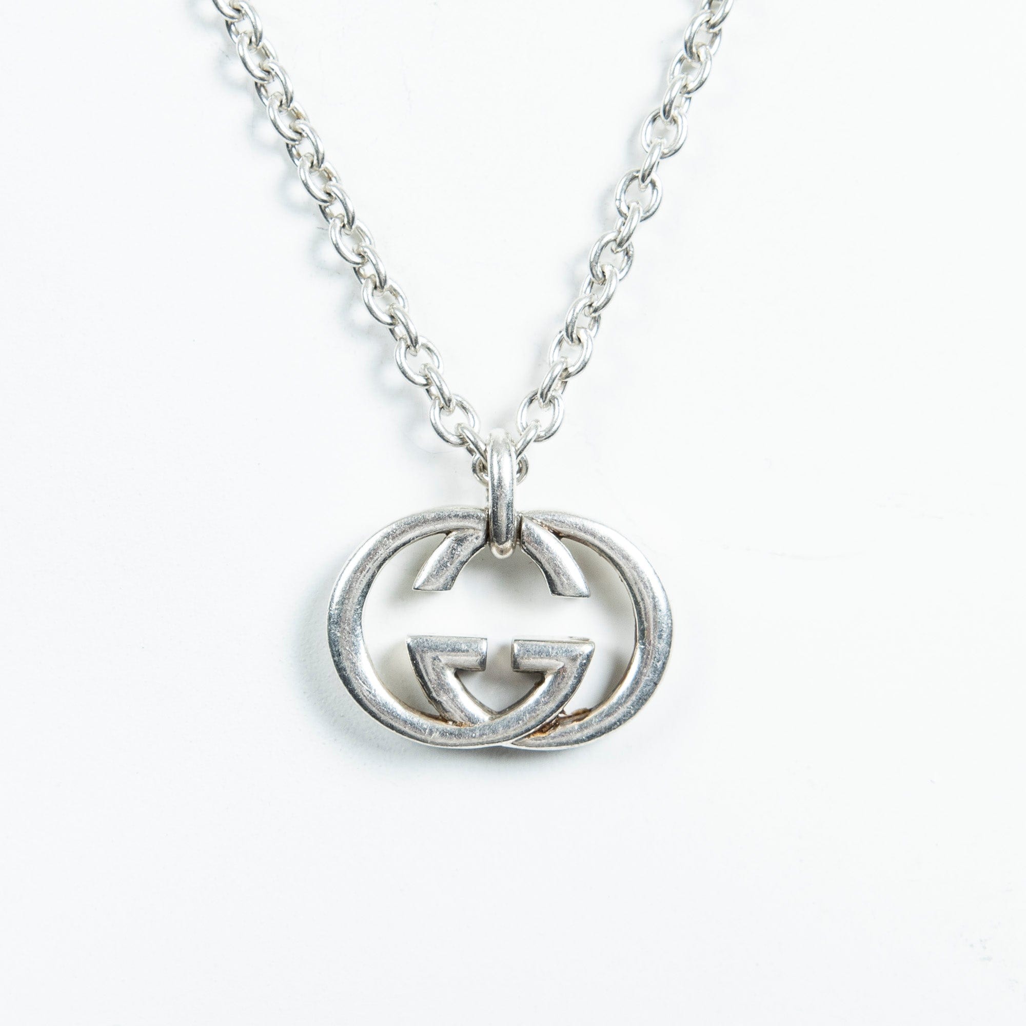 Gucci Gucci Interlocking GG Logo Pendant Necklace Silver Necklace - AWL2315