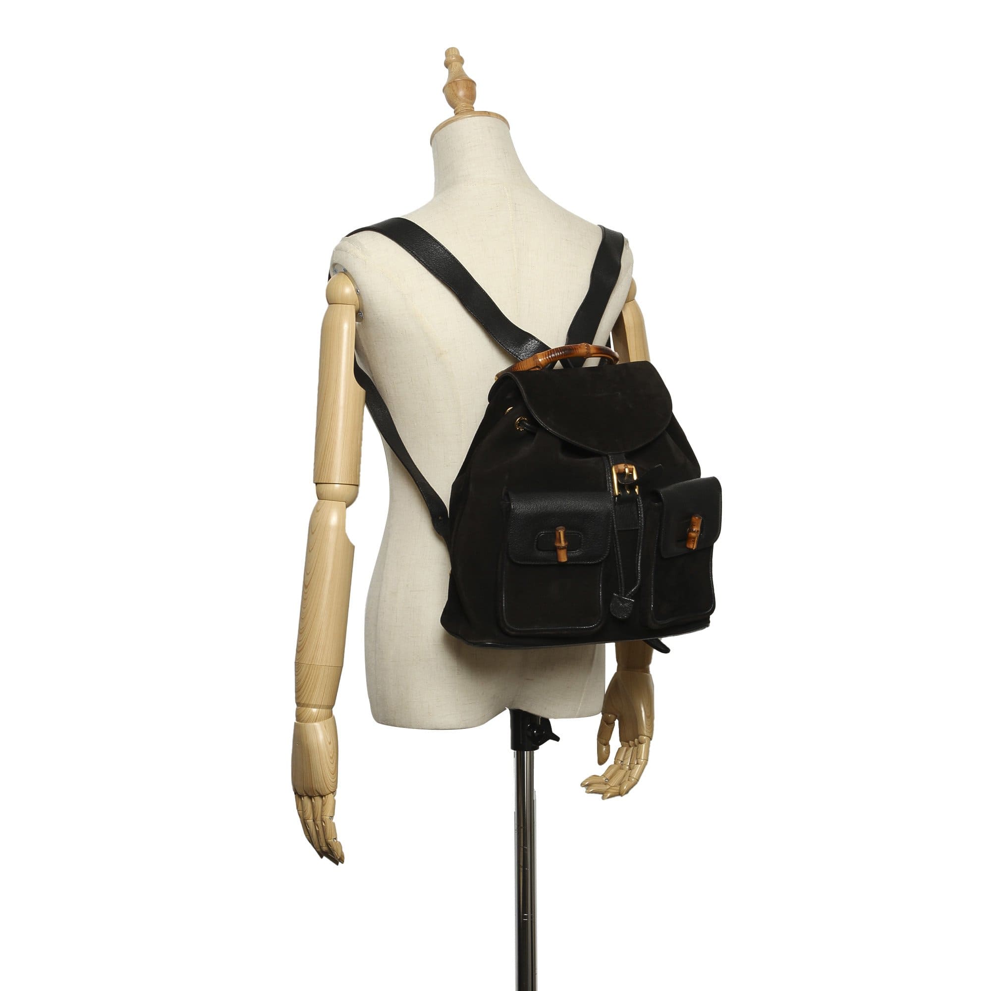 Gucci Gucci Bamboo Drawstring Suede Backpack