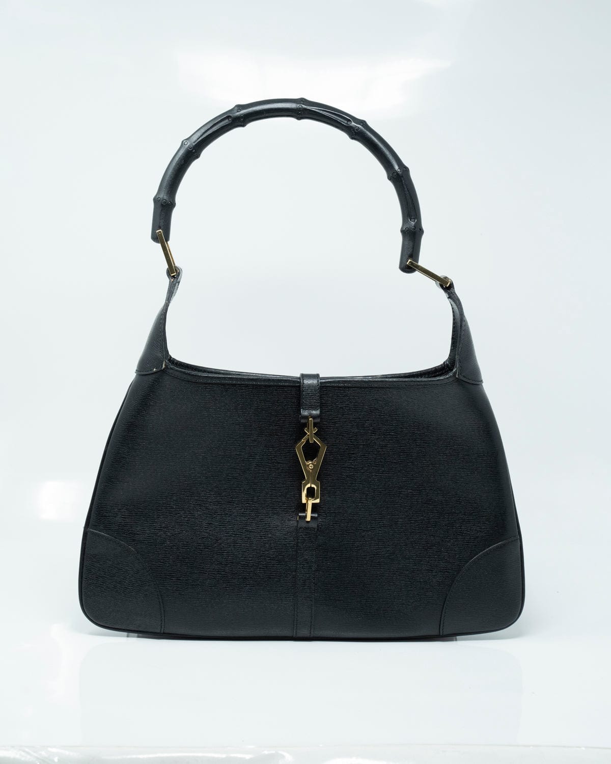 Gucci Gucci Bamboo Hobo Black Calf Leather Shoulder Bag- AWL2362