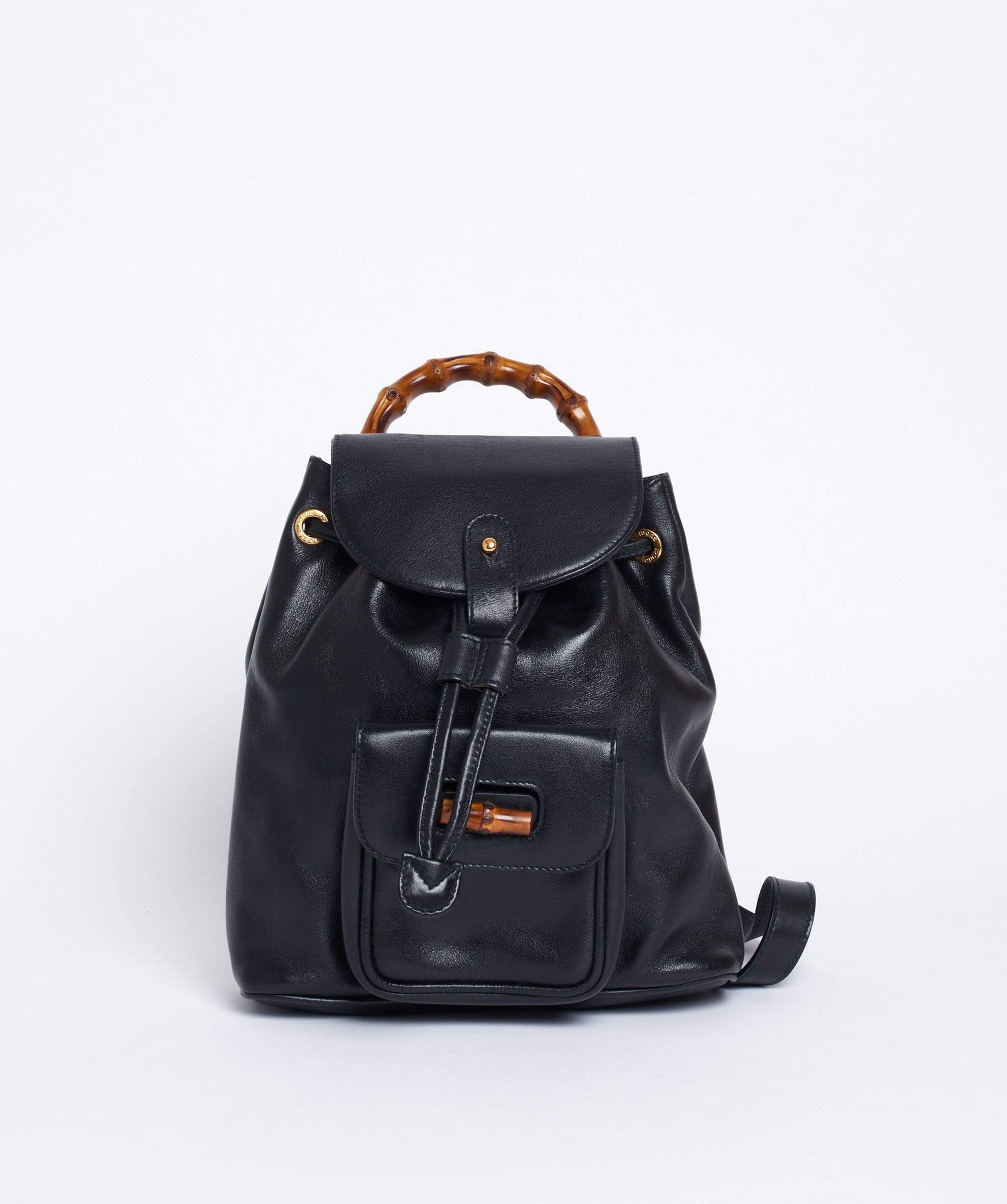 Gucci GUCCI Bamboo Mini Black Leather Backpack