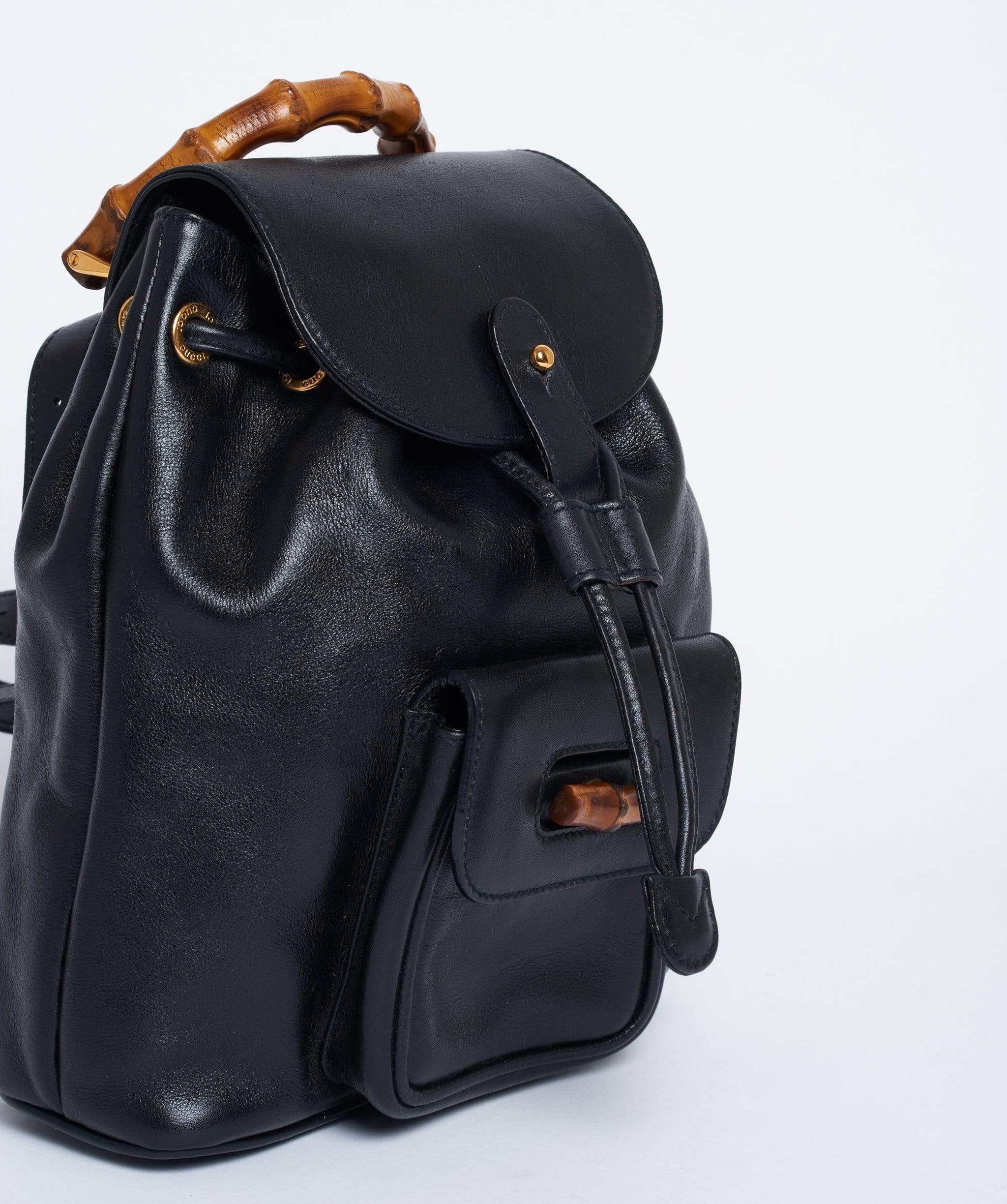 Gucci GUCCI Bamboo Mini Black Leather Backpack