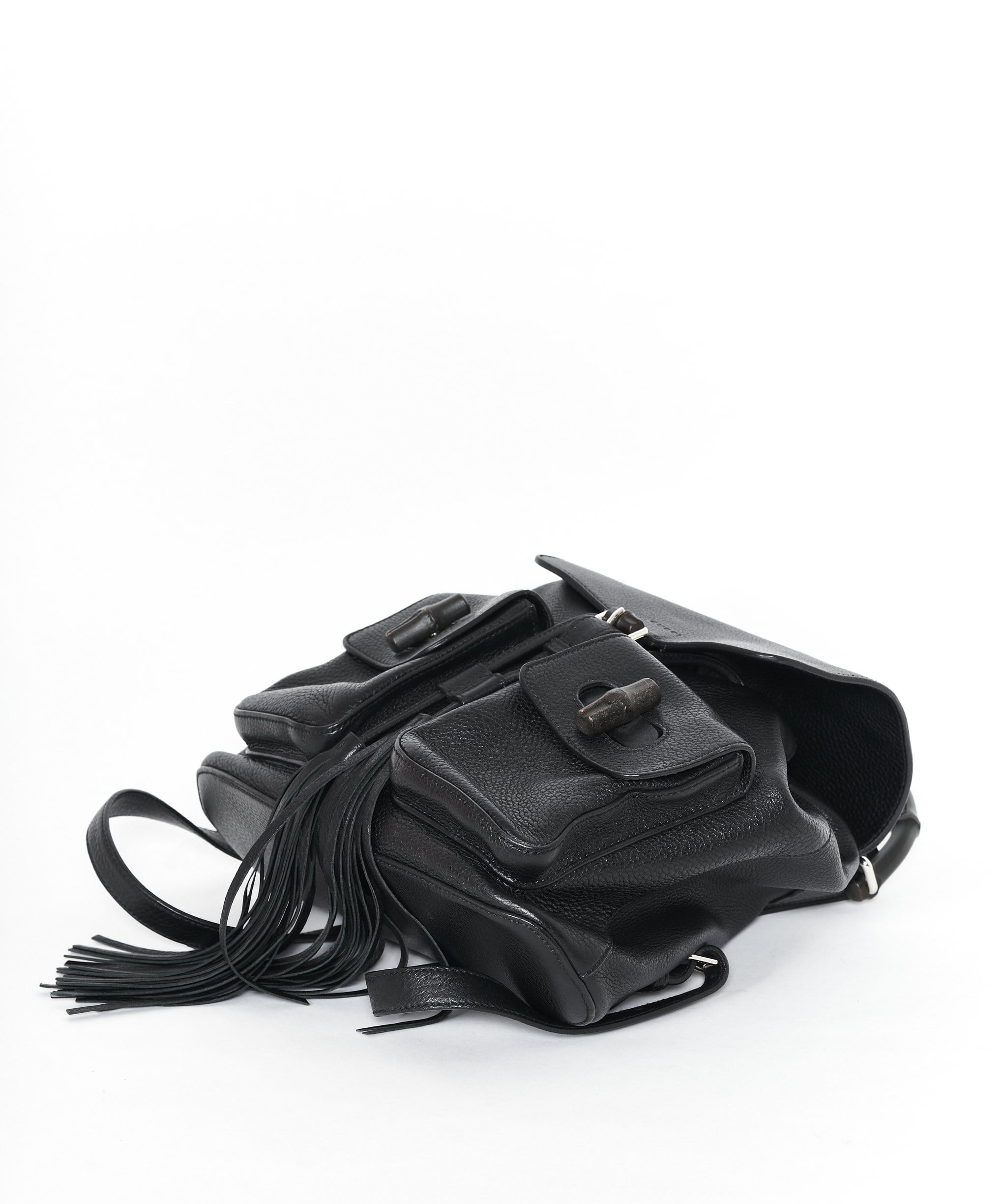 Gucci Gucci black bamboo leather backpack