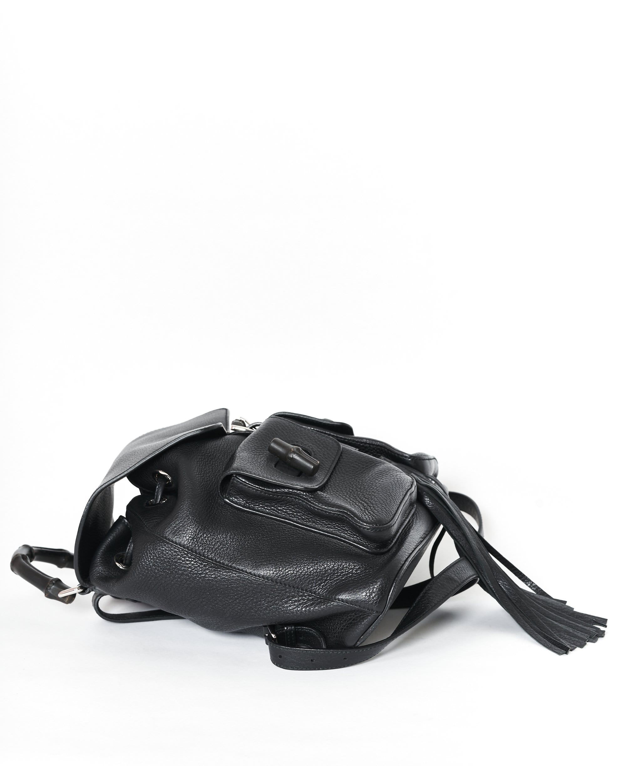 Gucci Gucci black bamboo leather backpack