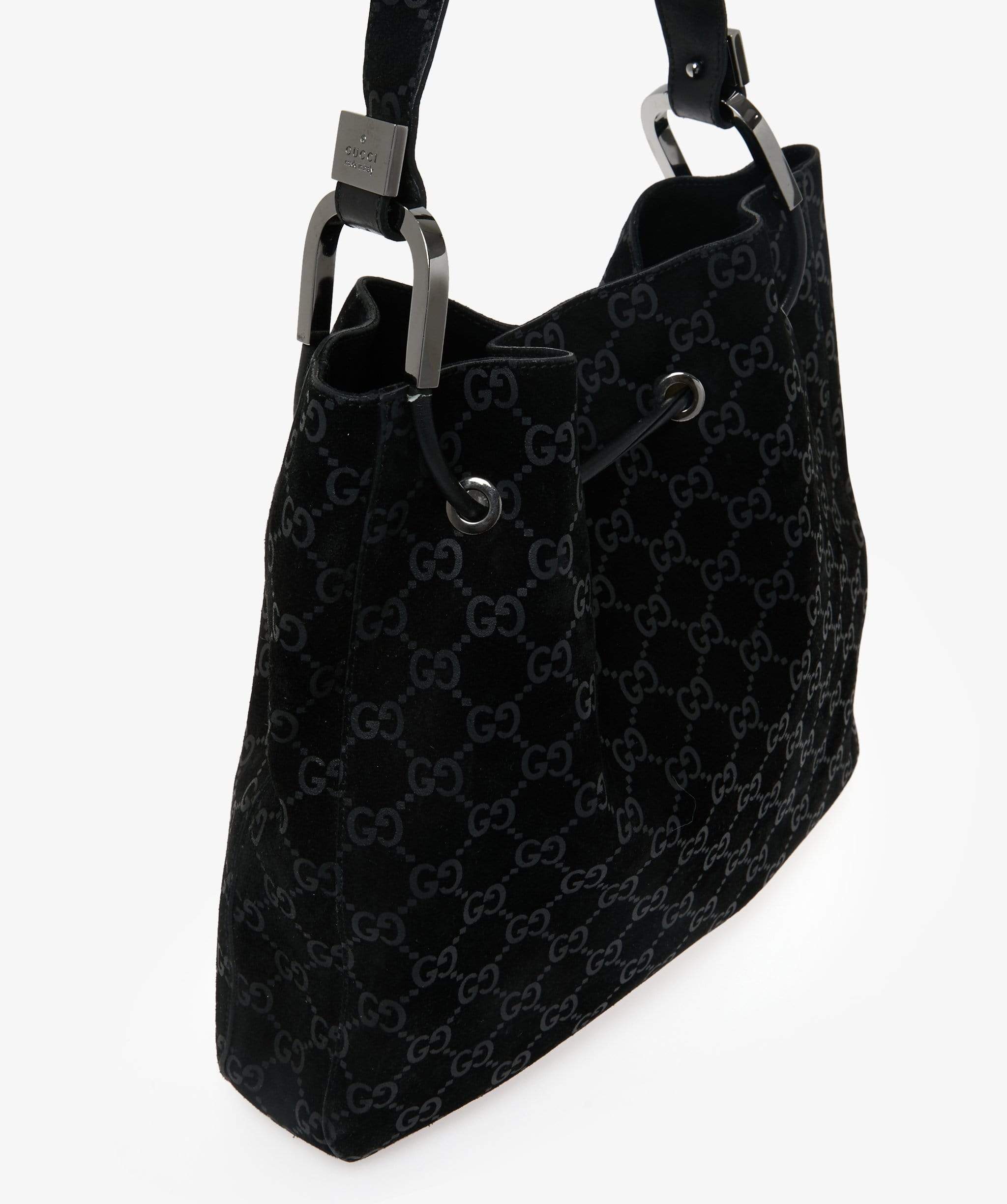 Gucci Gucci Black Hobo GG Bag Velvet/ Bucket