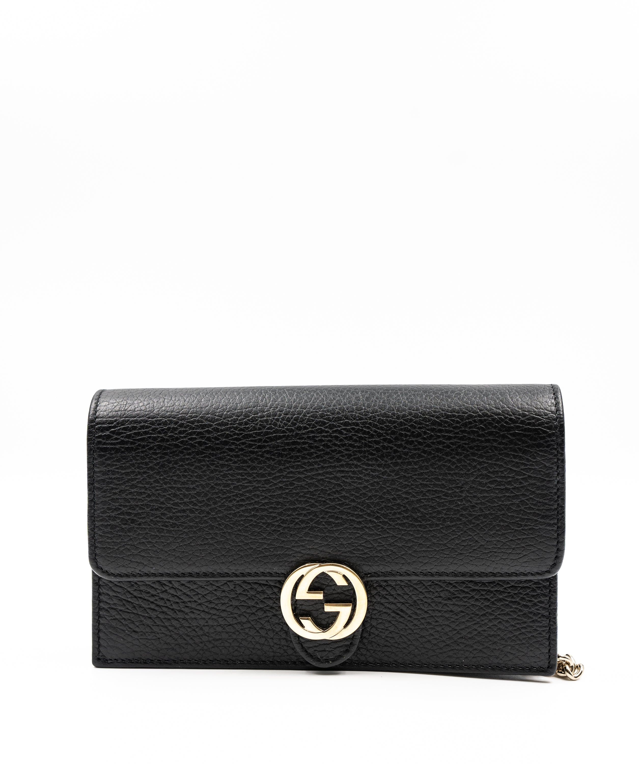 Gucci Gucci Black Leather GG Crossbody Bag  - AGL2061