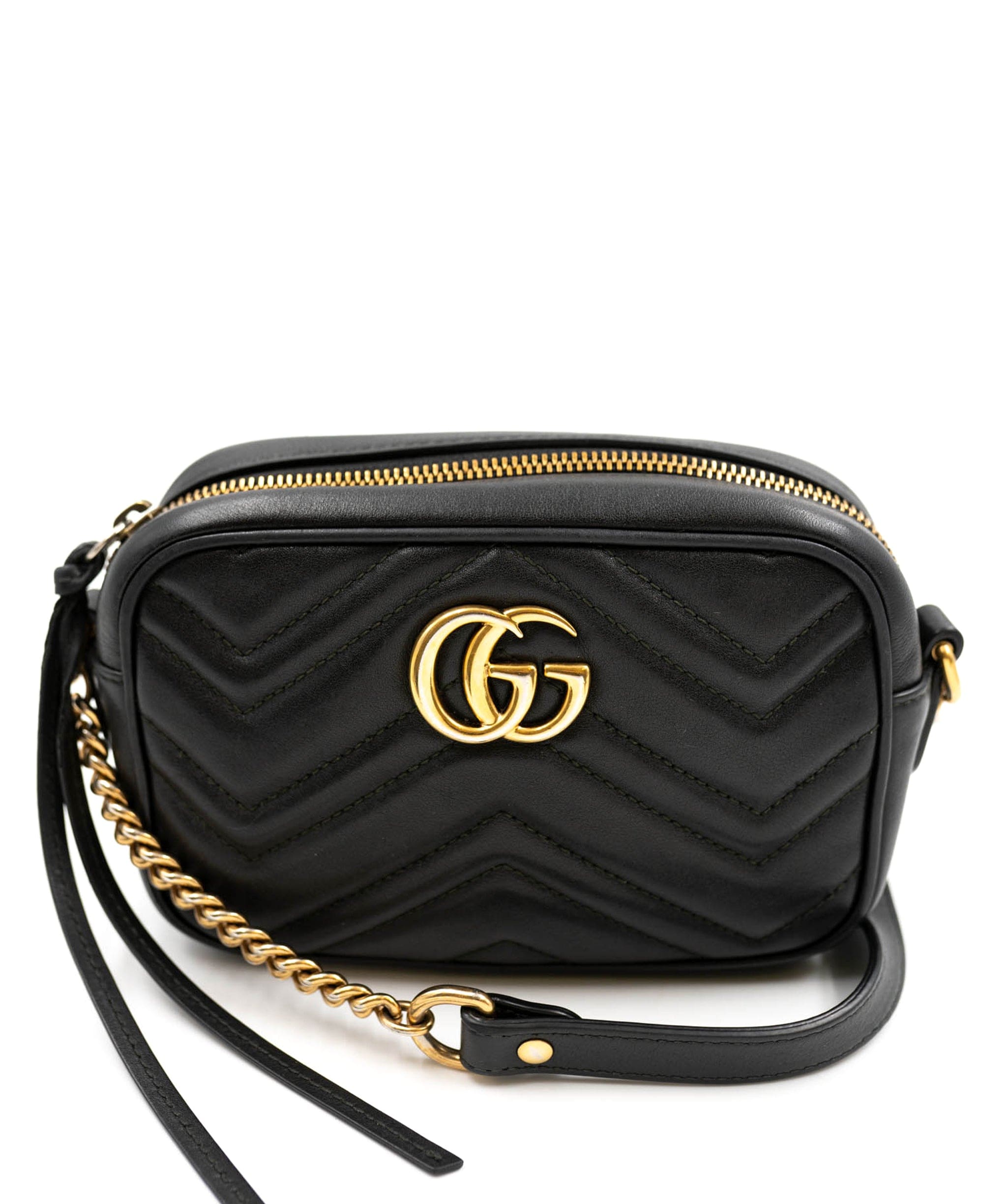 Gucci Gucci Black Leather Marmont Camera Bag AGC1399