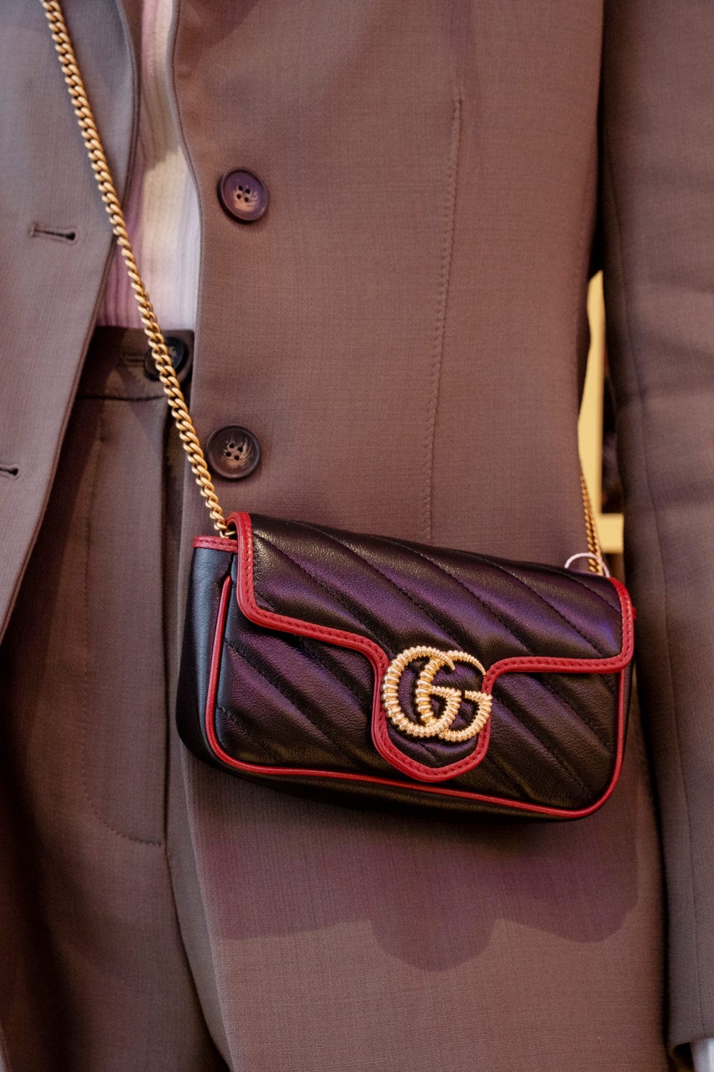 Gucci Gucci Black & Red Marmont Torchon Mini Bag - ASL2488