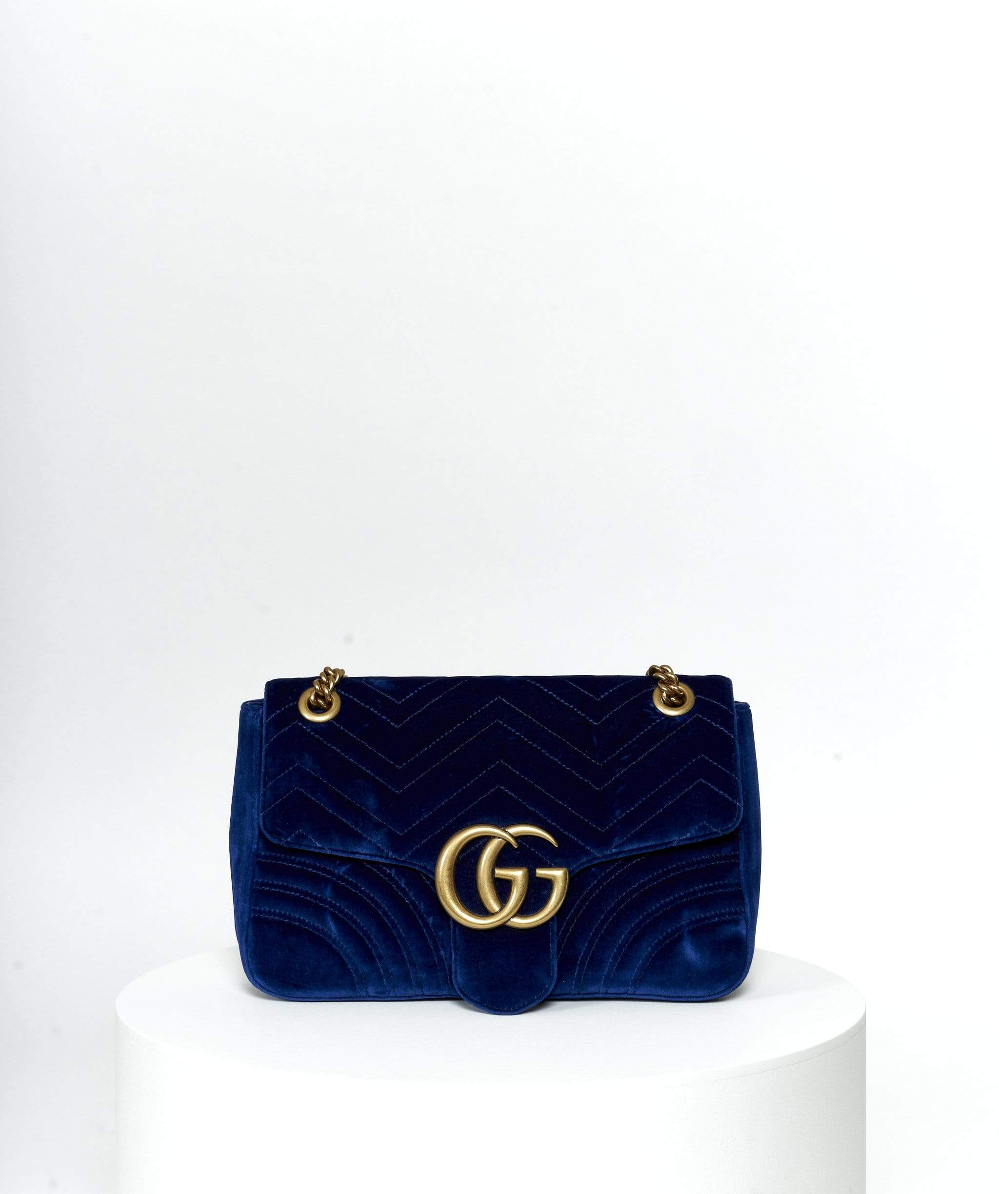 Gucci Gucci Blue Velvet Marmont Bag Large GHW