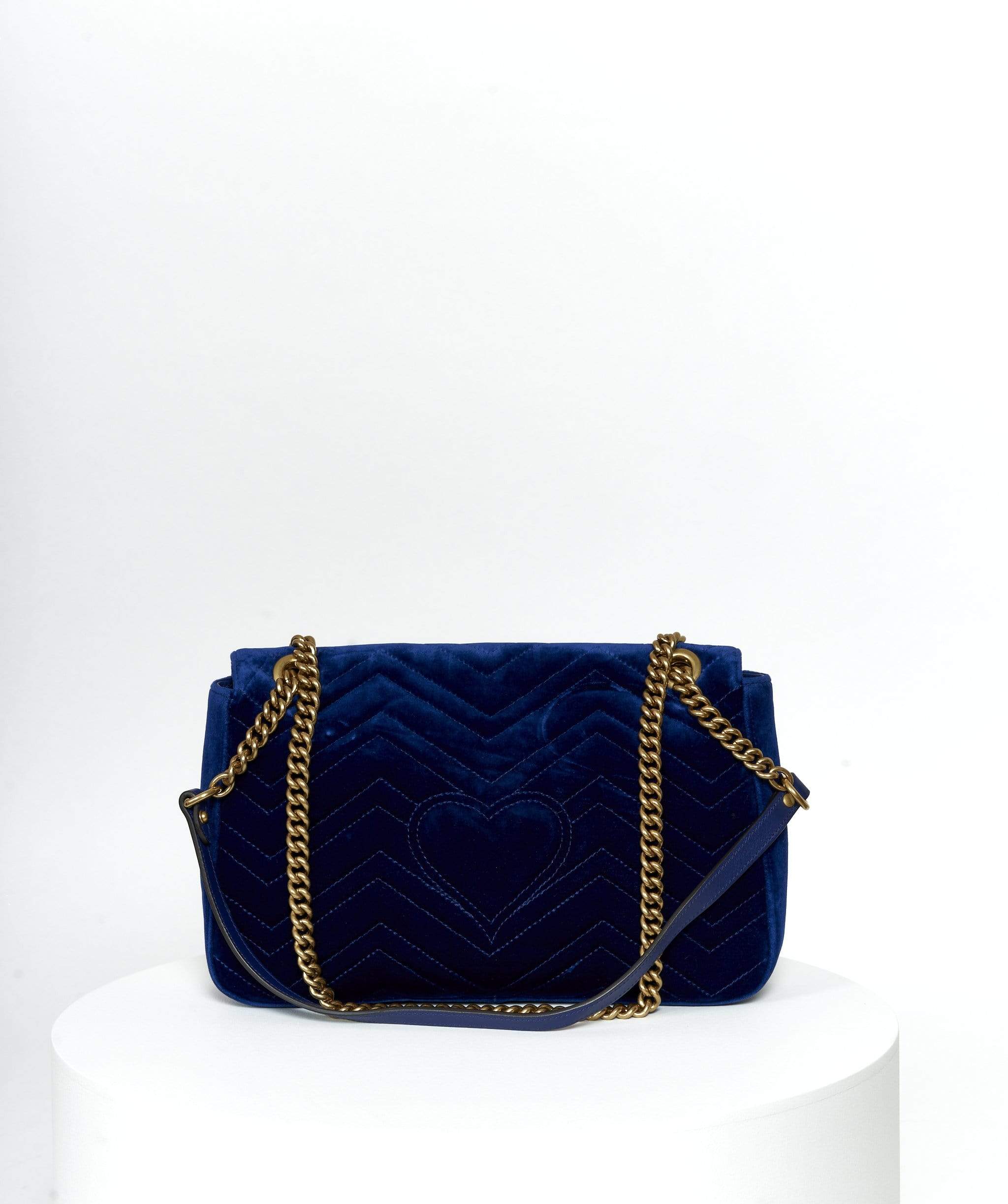 Gucci Gucci Blue Velvet Marmont Bag Large GHW