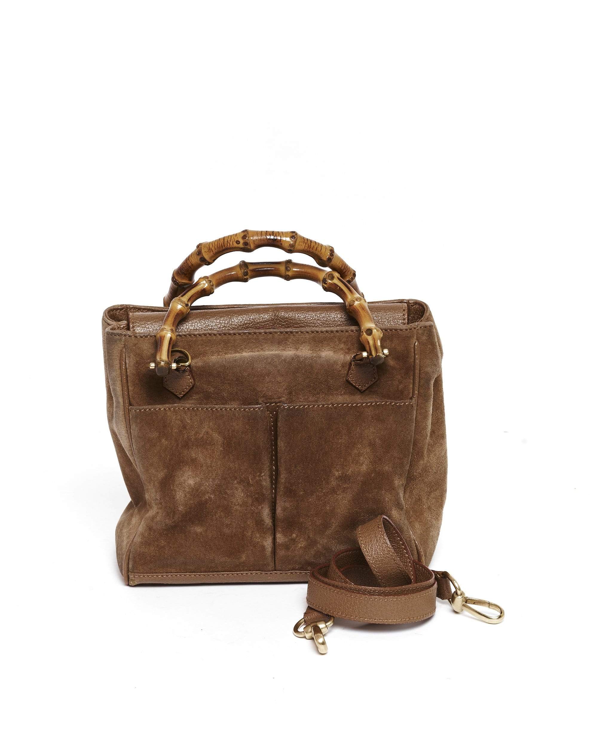 Gucci Gucci Brown Suede Bag with Bamboo Top Handle