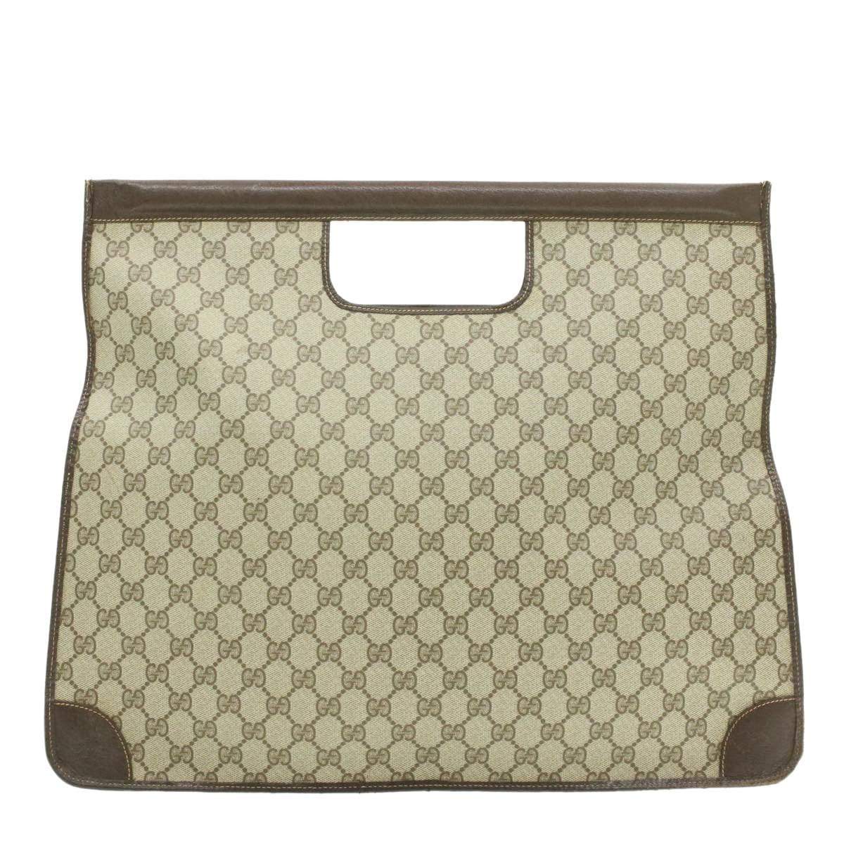 Gucci GUCCI GG Canvas Flat Hand Bag PVC Leather