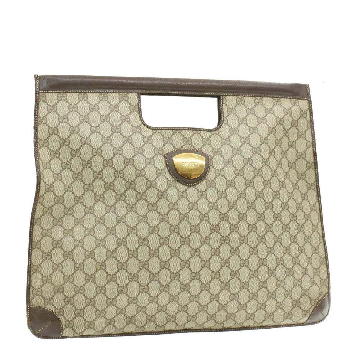 Gucci GUCCI GG Canvas Flat Hand Bag PVC Leather