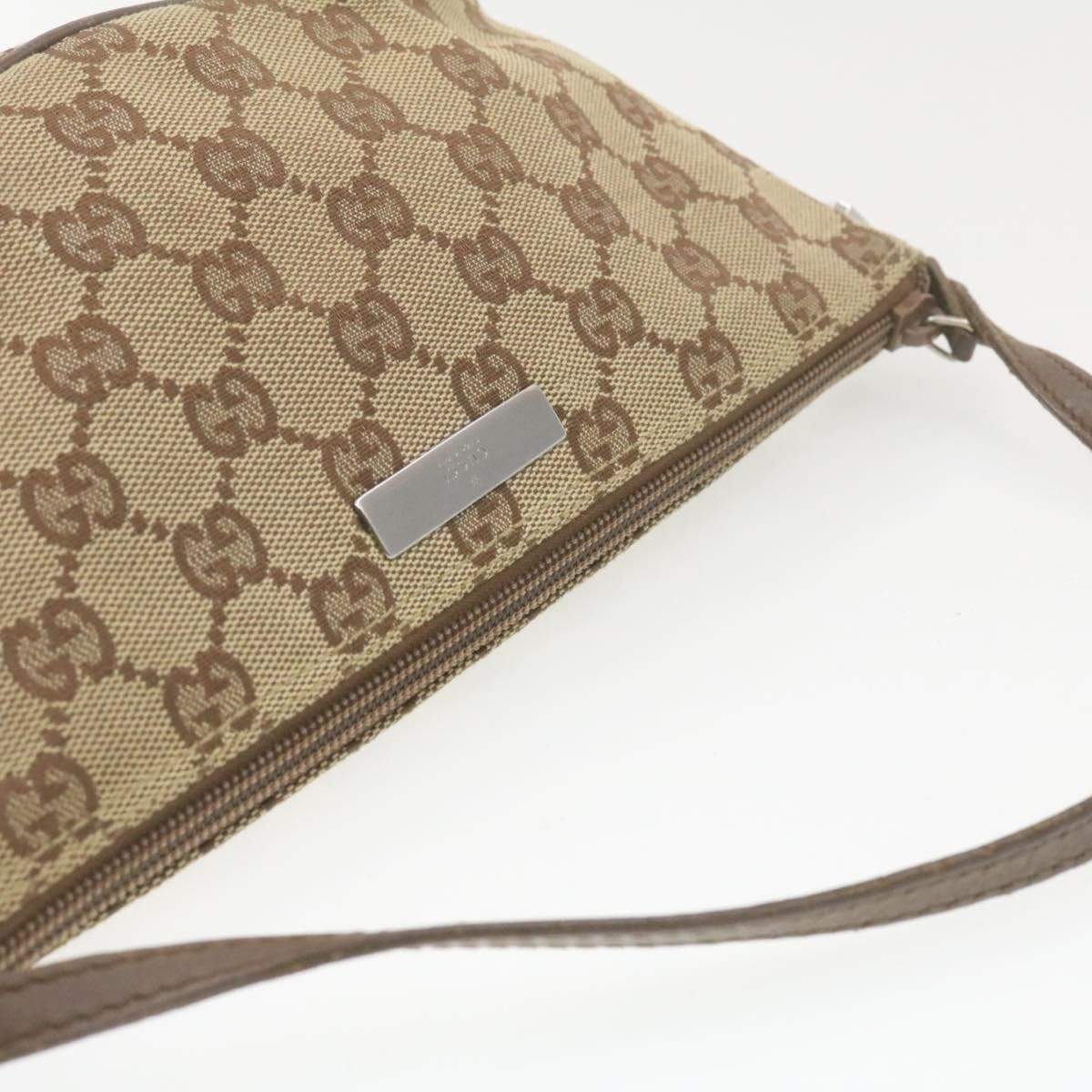 Gucci GUCCI GG Canvas Hand Pouch Beige Auth th1069