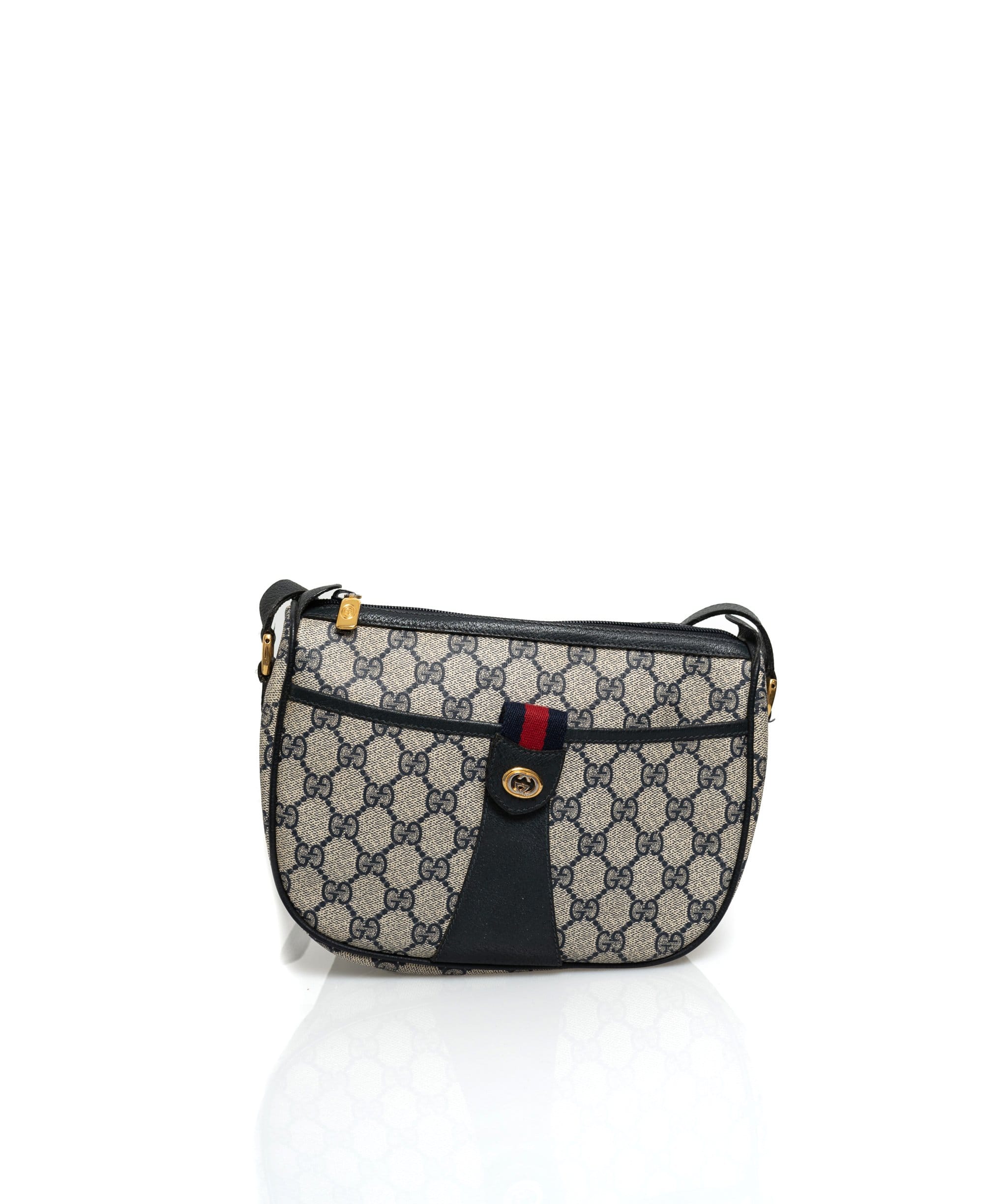 Gucci Gucci GG Sherry Line Canvas Shoulder Bag Navy Blue - AWL1491